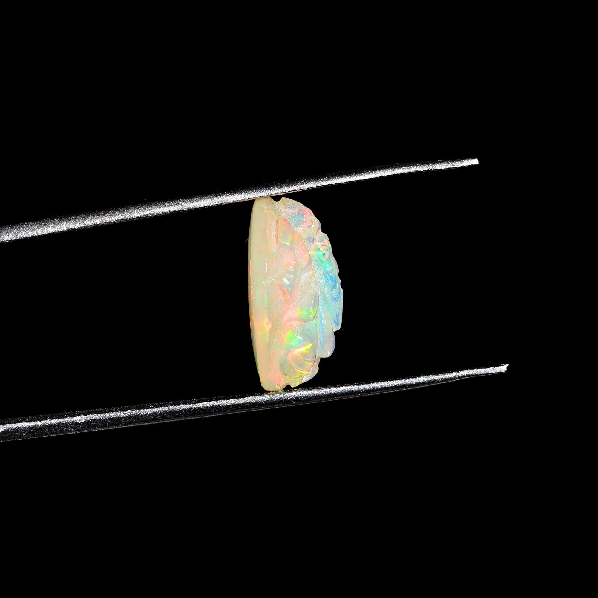 Opal Carving: Handmade Ganesha Statue, Hindu God Sculpture (4.40ct)