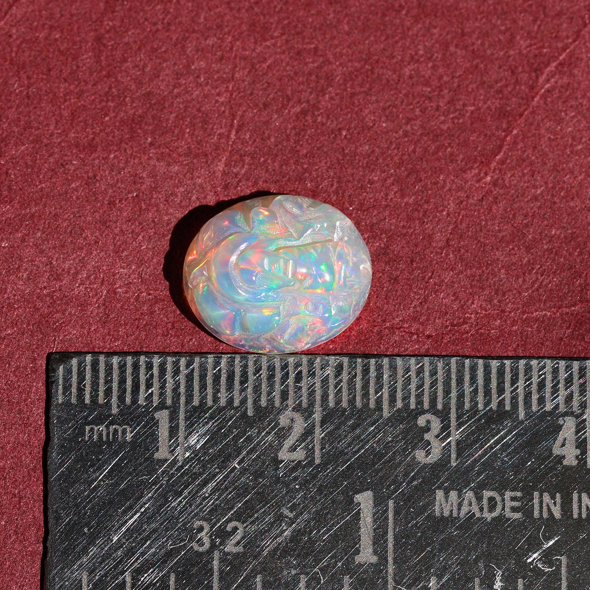 Opal Carving: Handmade Ganesha Statue, Hindu God Sculpture (4.40ct)