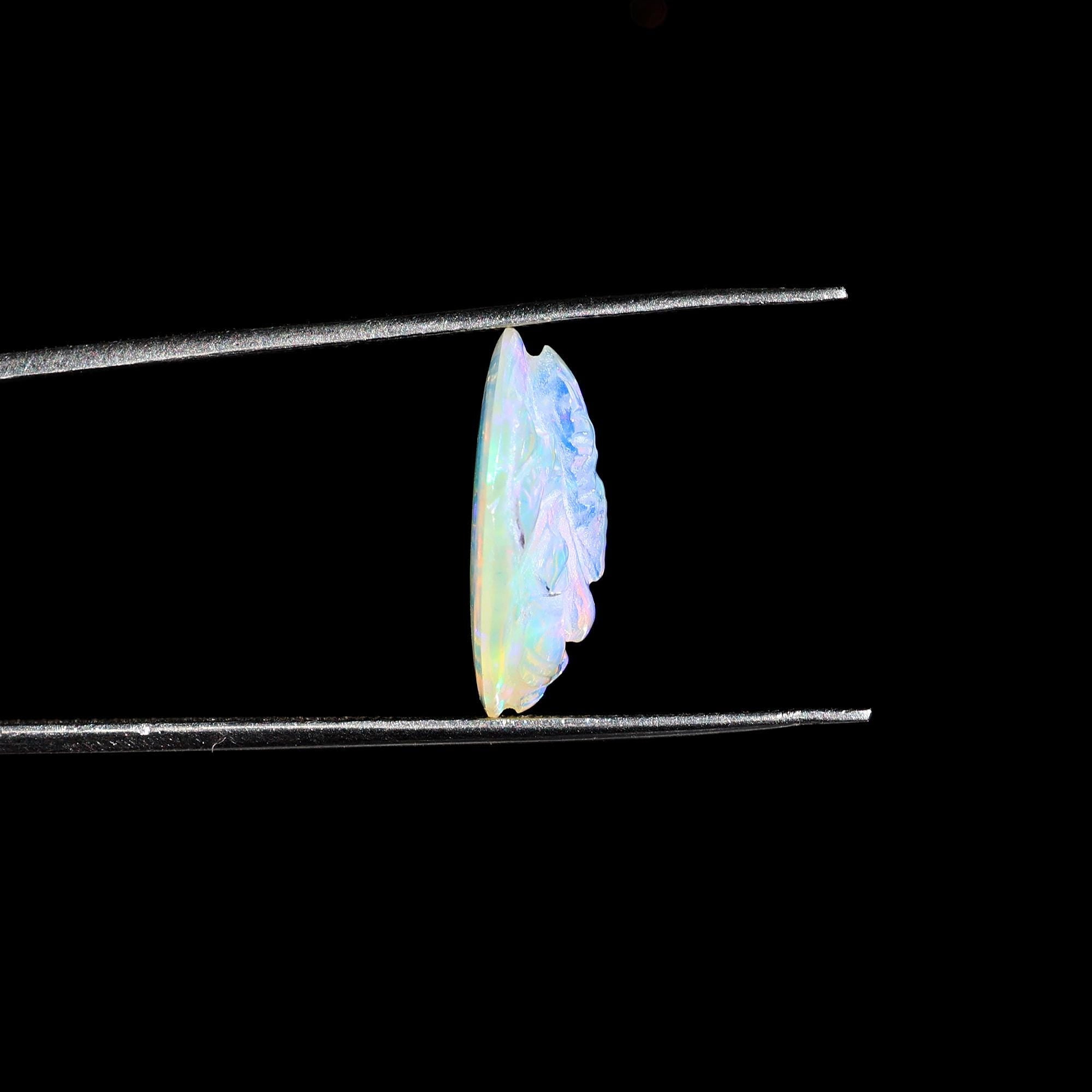 Welo Fire Opal Carving: Hand Carved Ganesha Pendant (3.90 Carat)