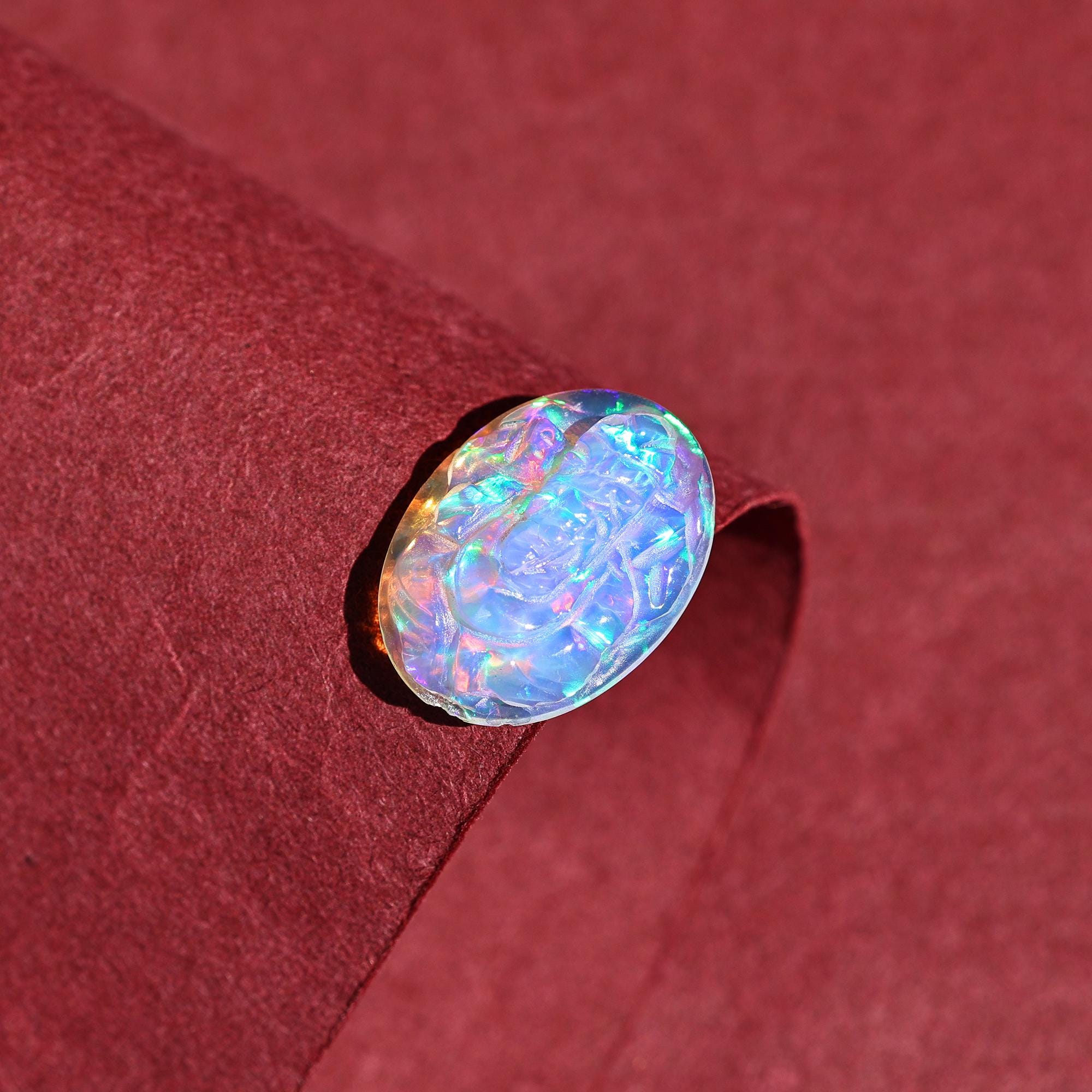 Welo Fire Opal Carving: Hand Carved Ganesha Pendant (3.90 Carat)