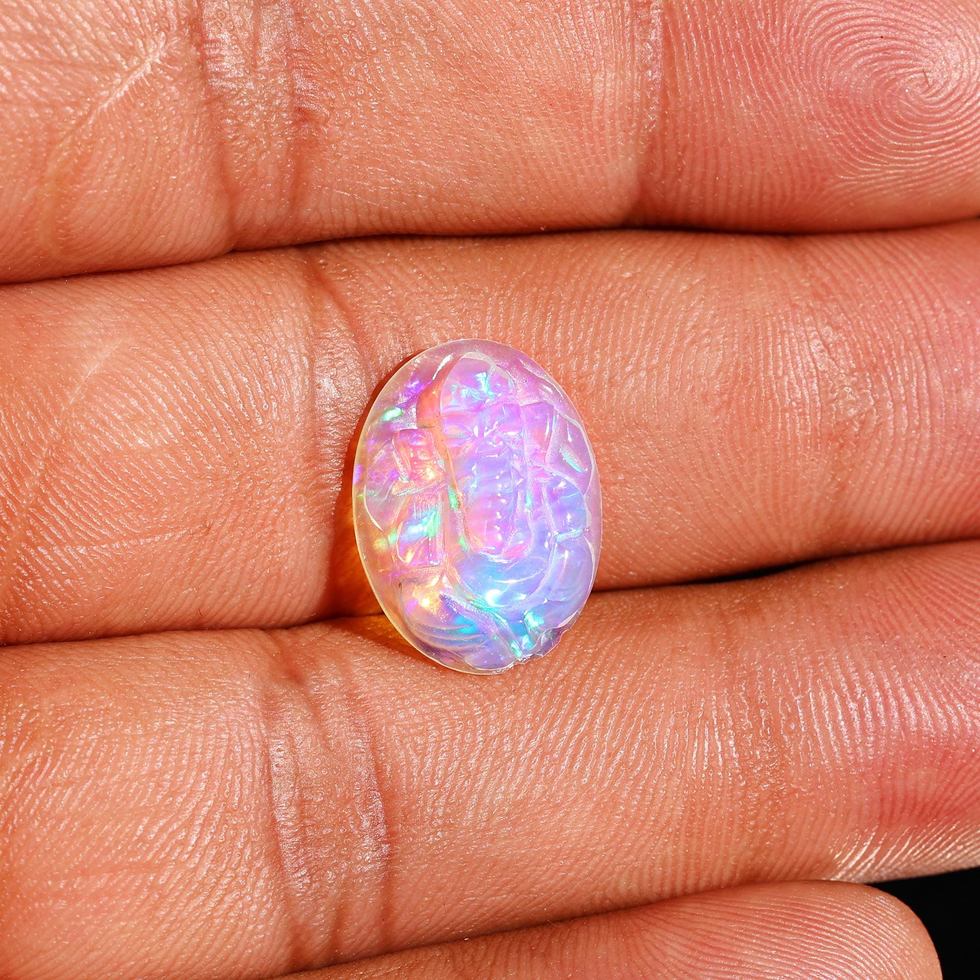 Welo Fire Opal Carving: Hand Carved Ganesha Pendant (3.90 Carat)