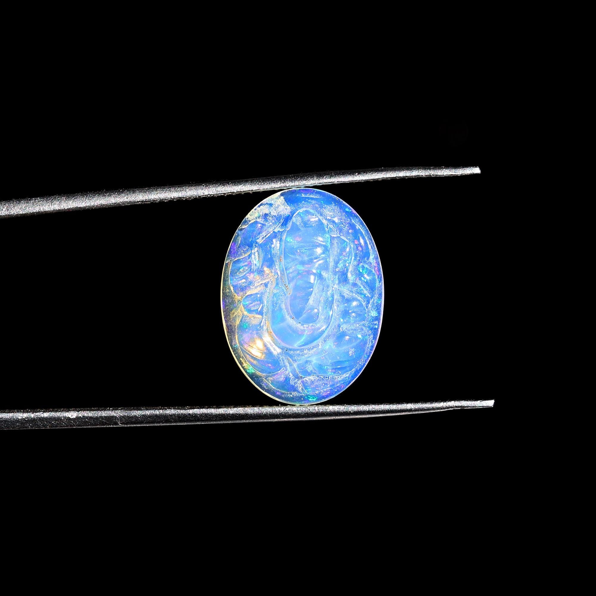 4.10 Carat Opal Ganesha Carving: Ethiopian Gemstone Statue