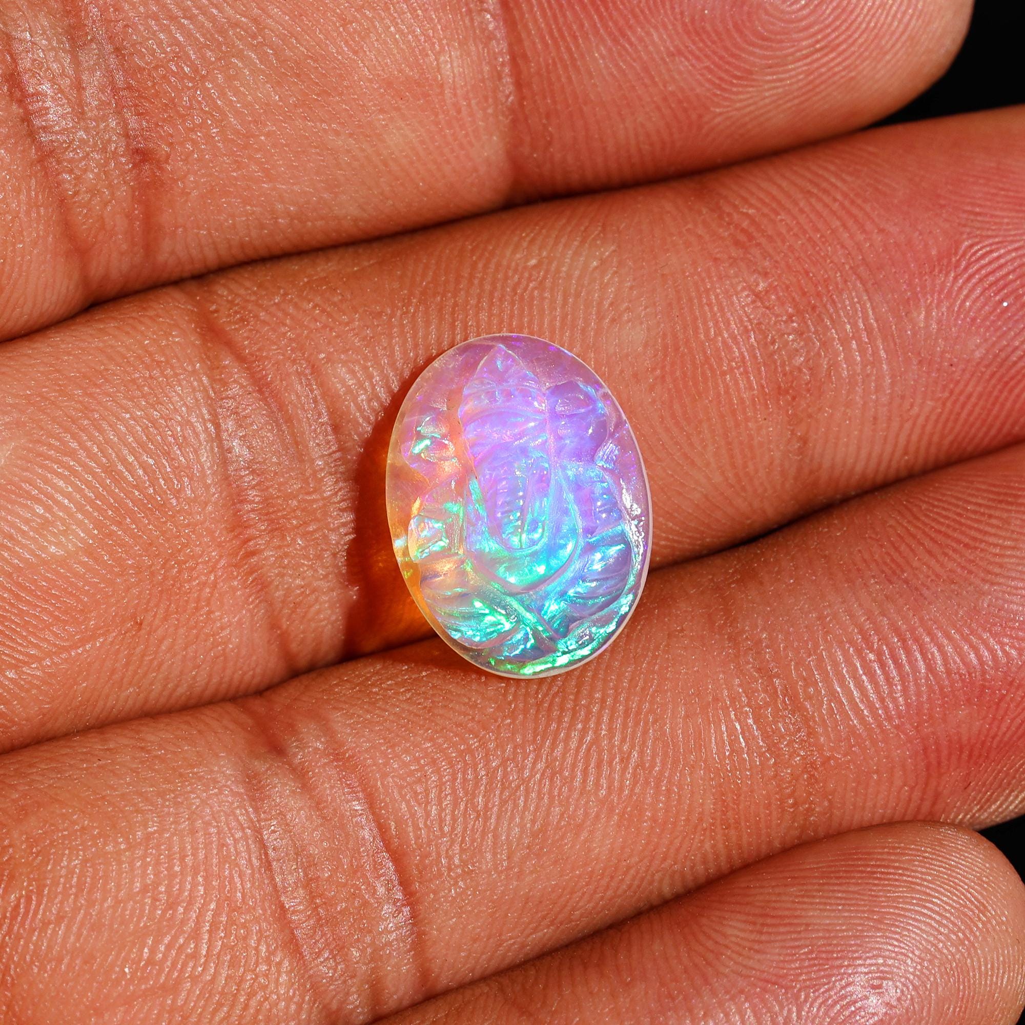 Opal Lord Ganesha Carving: 4.50 Carat Crystal Sculpture