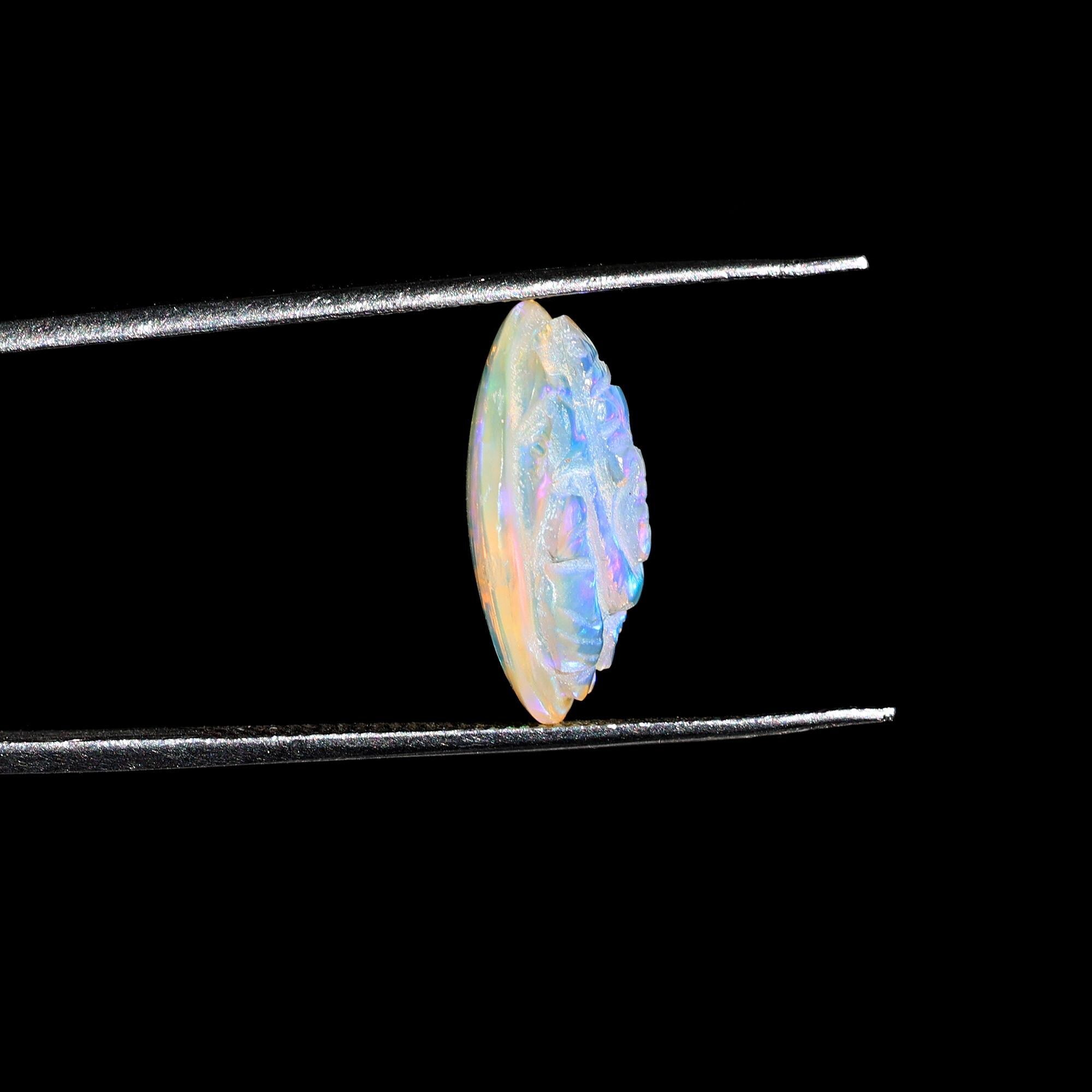 Opal Crystal Ganesha Carving: Ethiopian Gemstone, 4.50 Carat