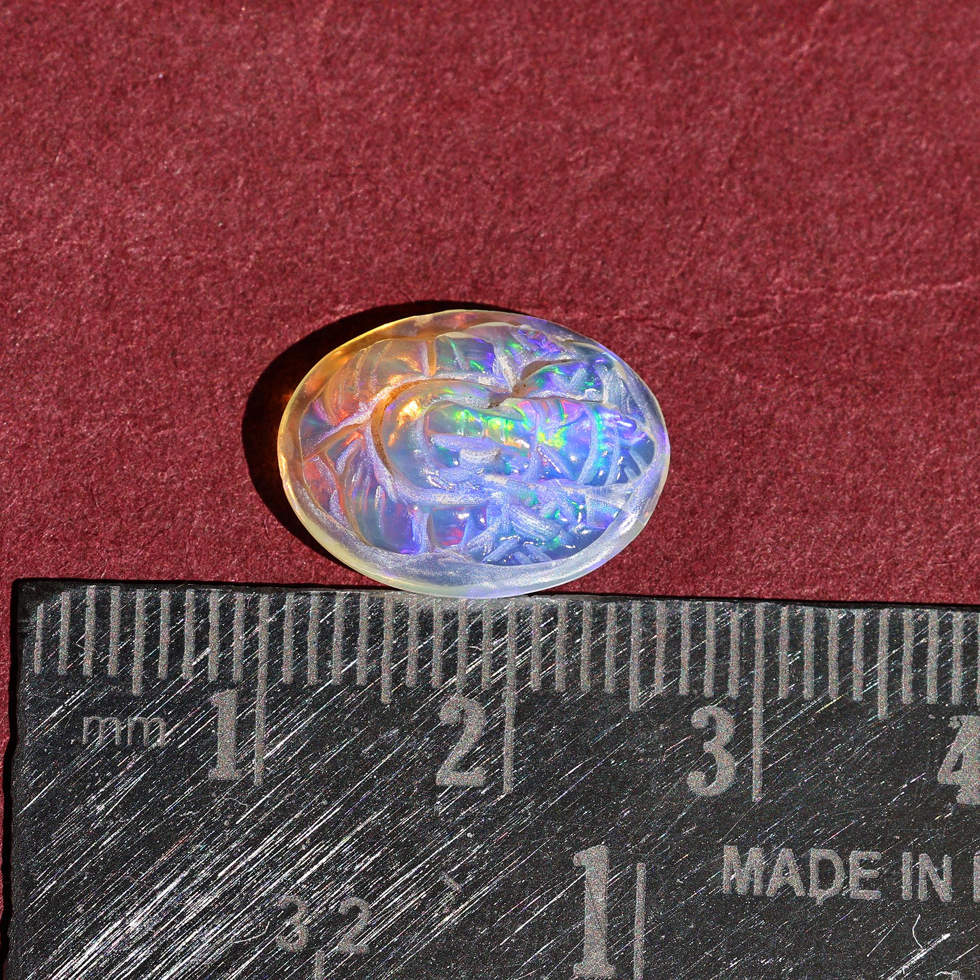 Opal Crystal Ganesha Carving: Ethiopian Gemstone, 4.50 Carat