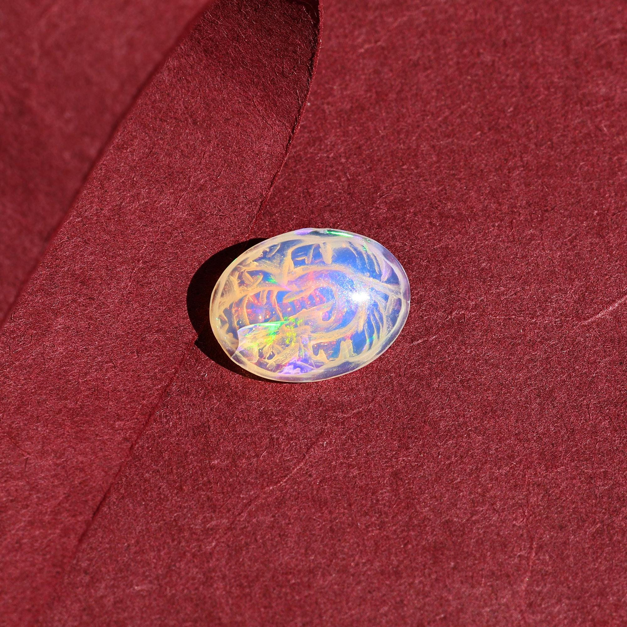 Opal Crystal Ganesha Carving: Ethiopian Gemstone, 4.50 Carat