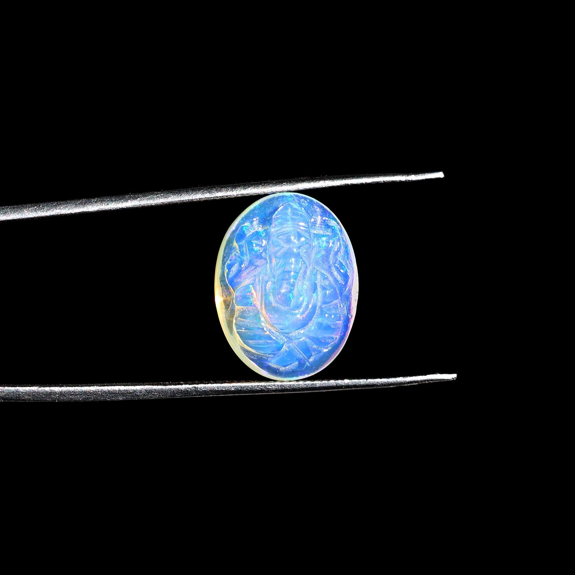 Opal Ganesha Statue: Hand Carved Hindu Deity (4.60 Carat)