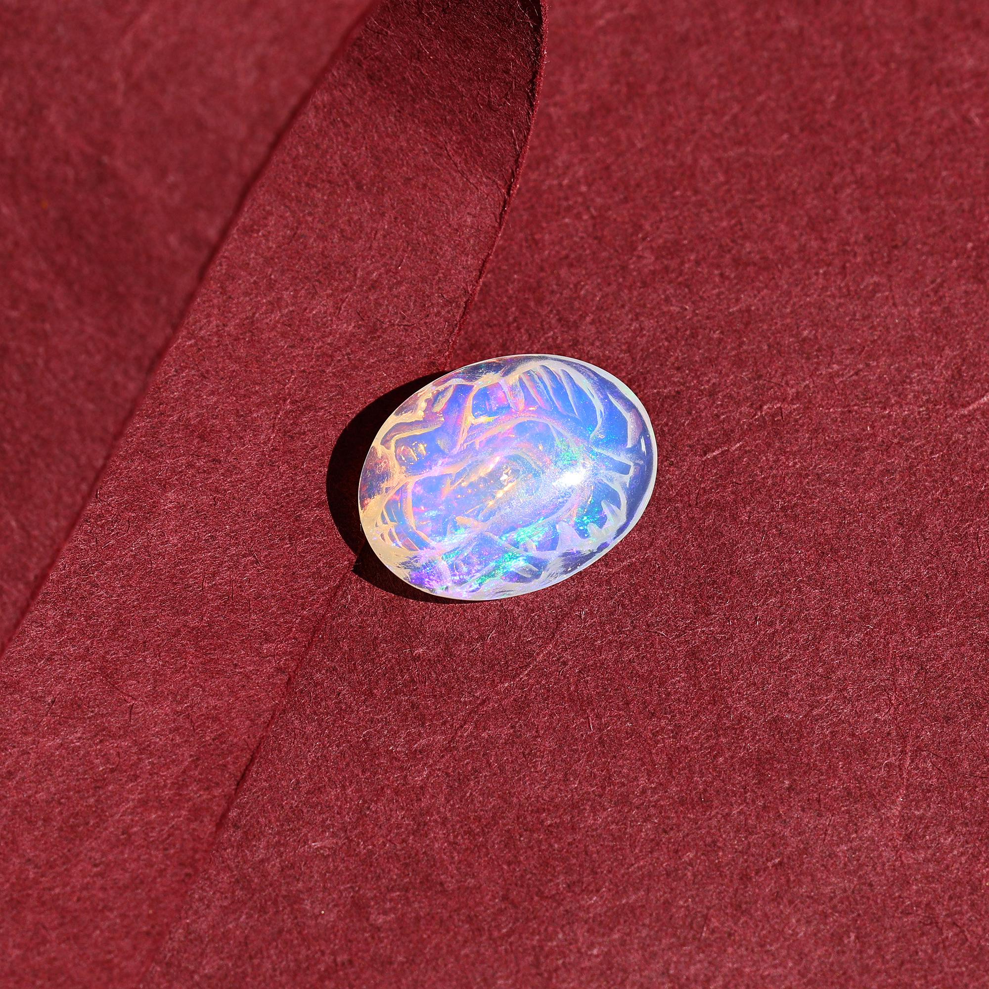 Opal Ganesha Statue: Hand Carved Hindu Deity (4.60 Carat)