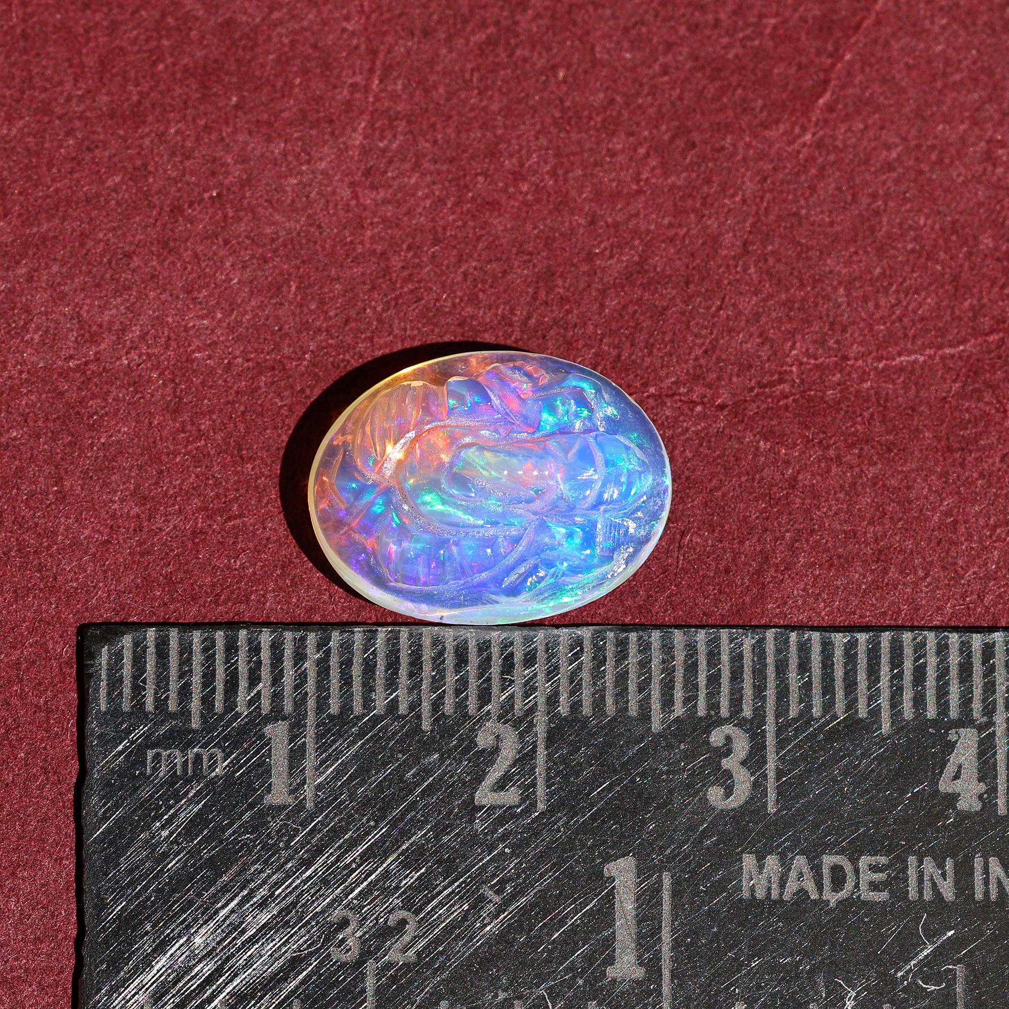 Opal Ganesha Statue: Hand Carved Hindu Deity (4.60 Carat)