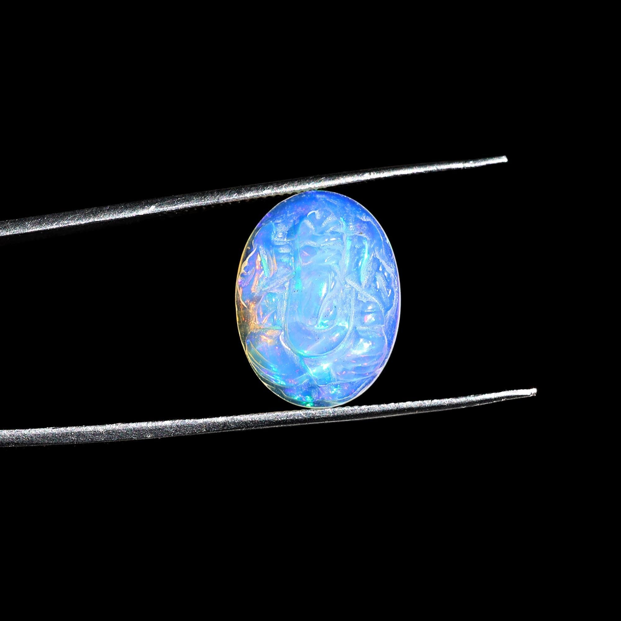 Ethiopian Opal Ganesh Pendant: 5 Carat Carved Gemstone Jewelry