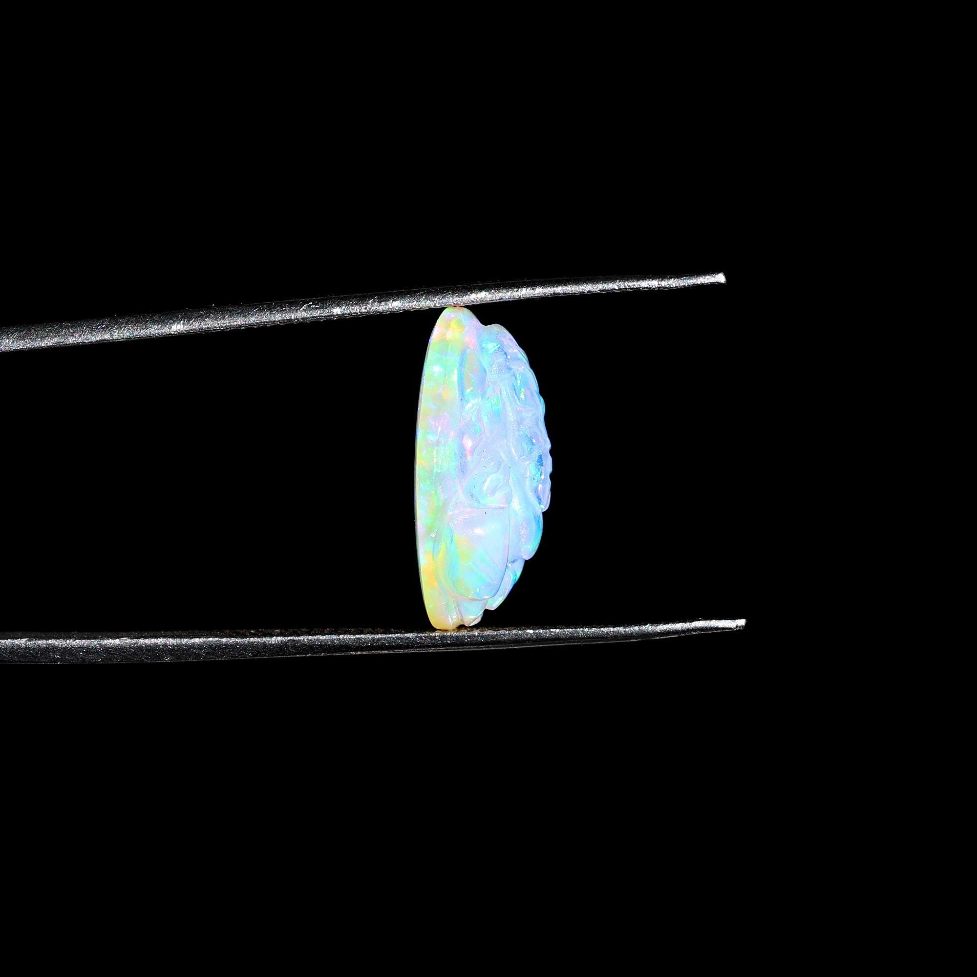 Hand Carved Ethiopian Opal Ganesha: Multi Fire Gemstone Carving (5.10 Carat)