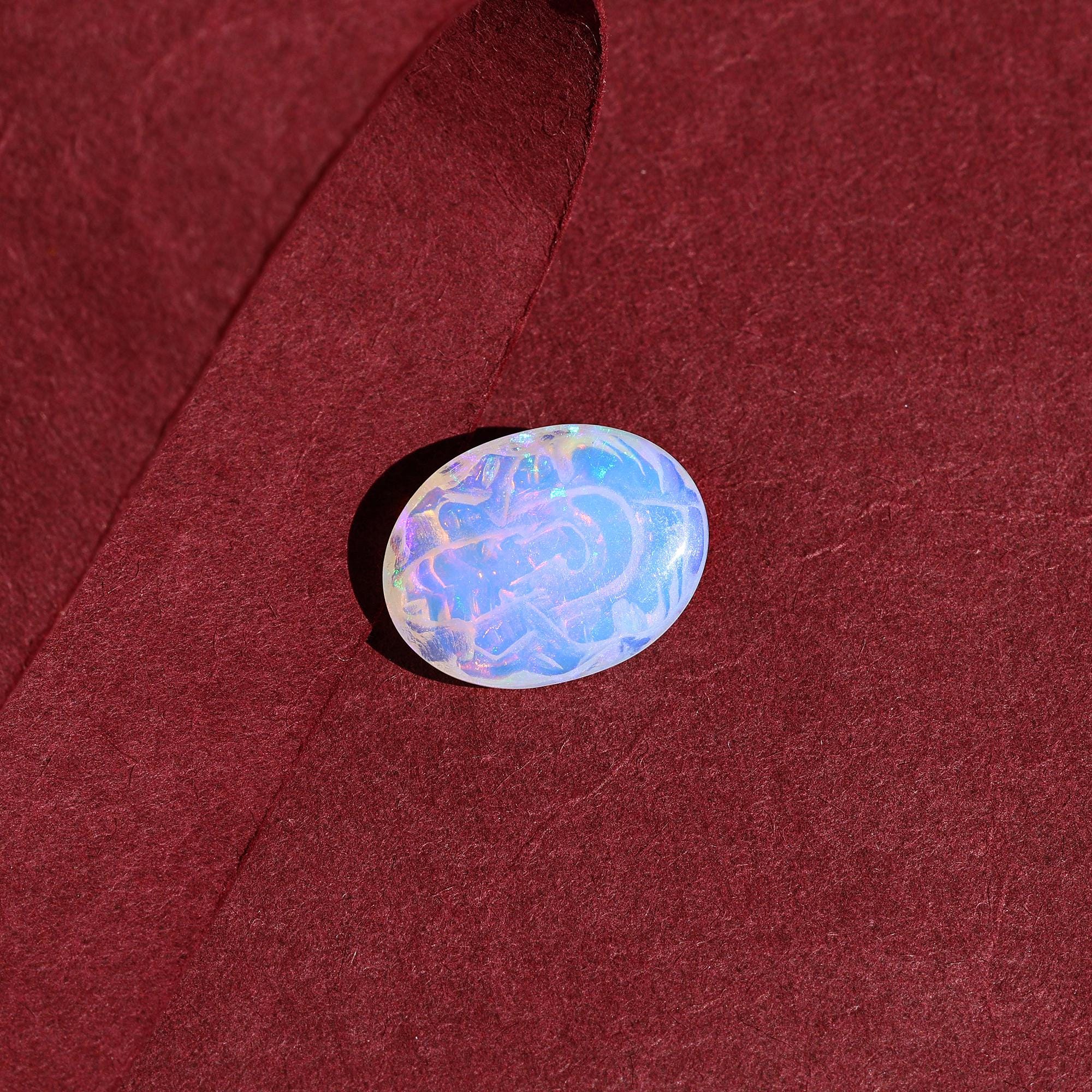 Hand Carved Ethiopian Opal Ganesha: Multi Fire Gemstone Carving (5.10 Carat)