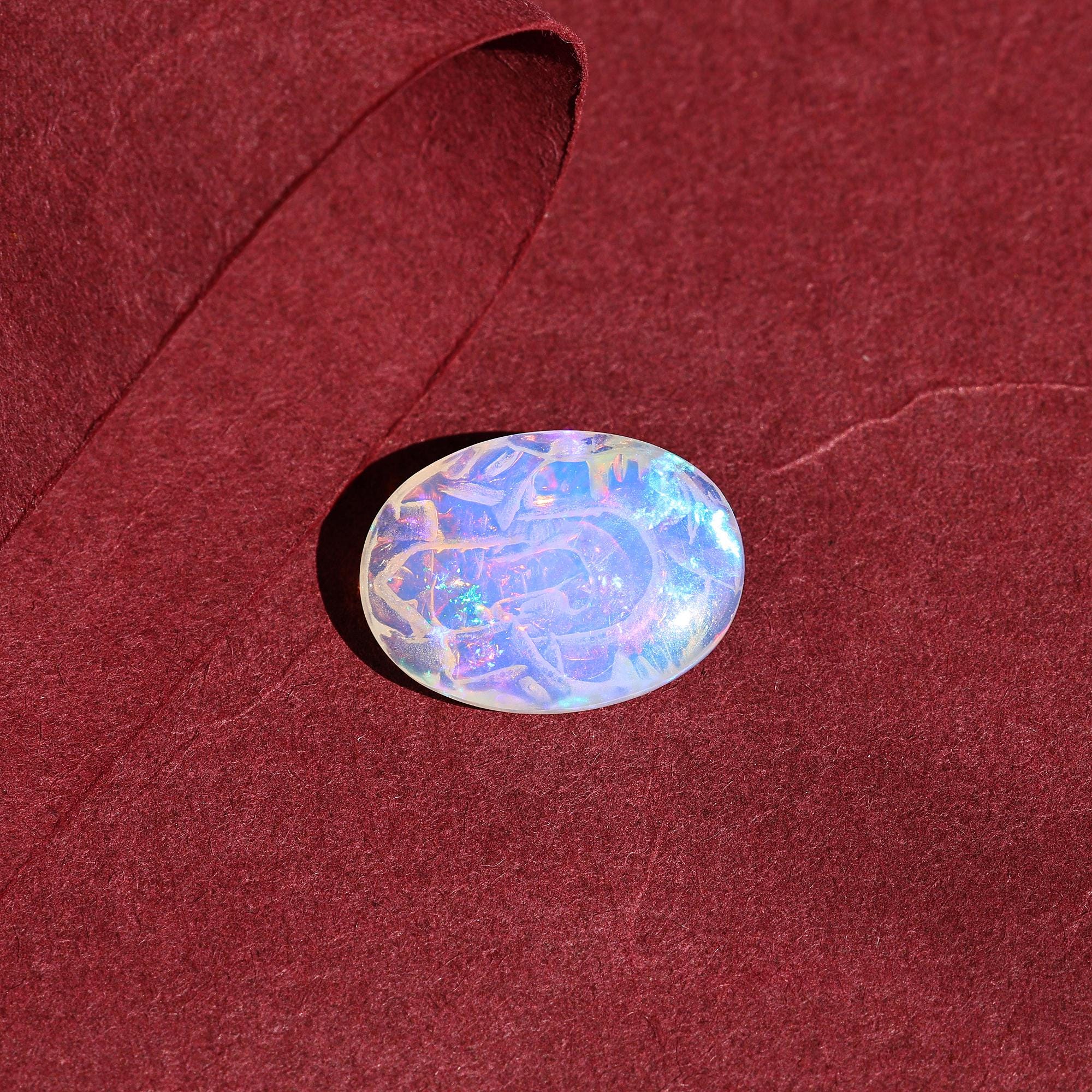 Welo Fire Opal Carving: Ganesha Gemstone Figurine (5.60 Carat)