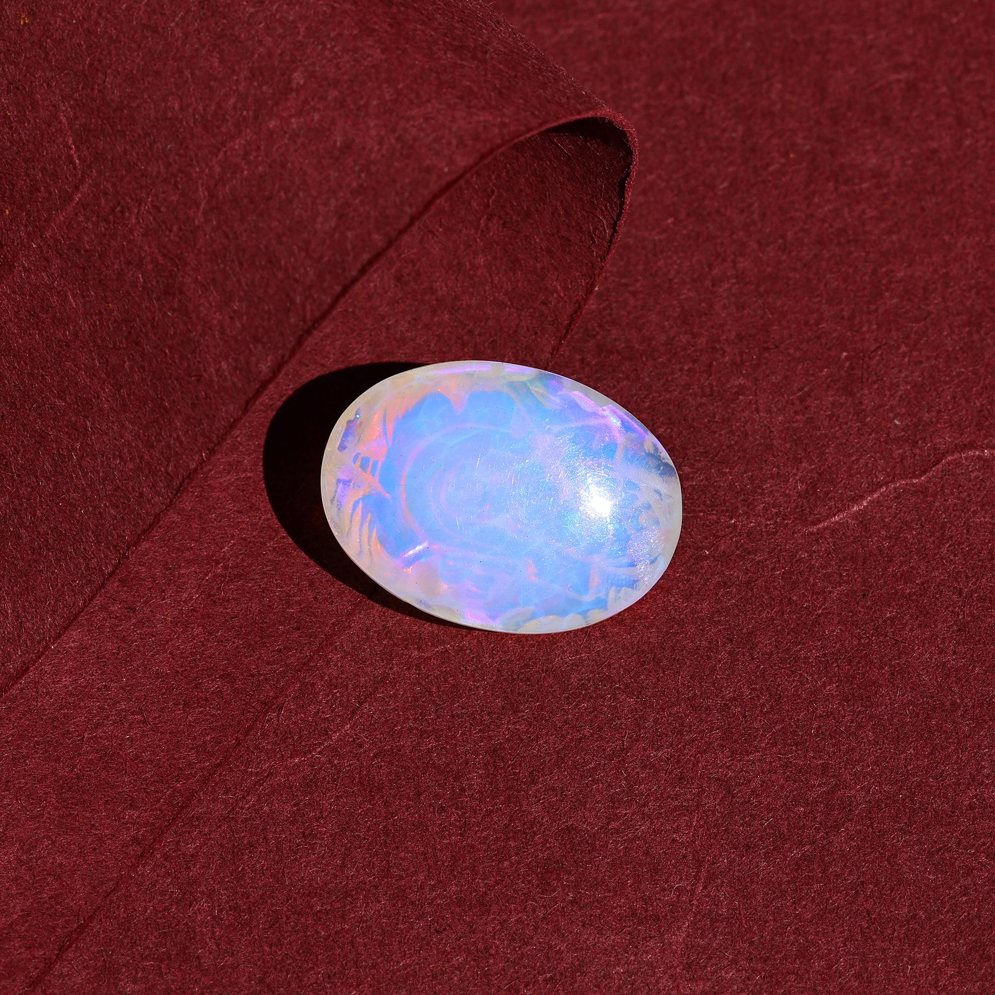 Hand-Carved Opal Ganesha Statue: Ethiopian Gemstone Carving (8.30 Carat)