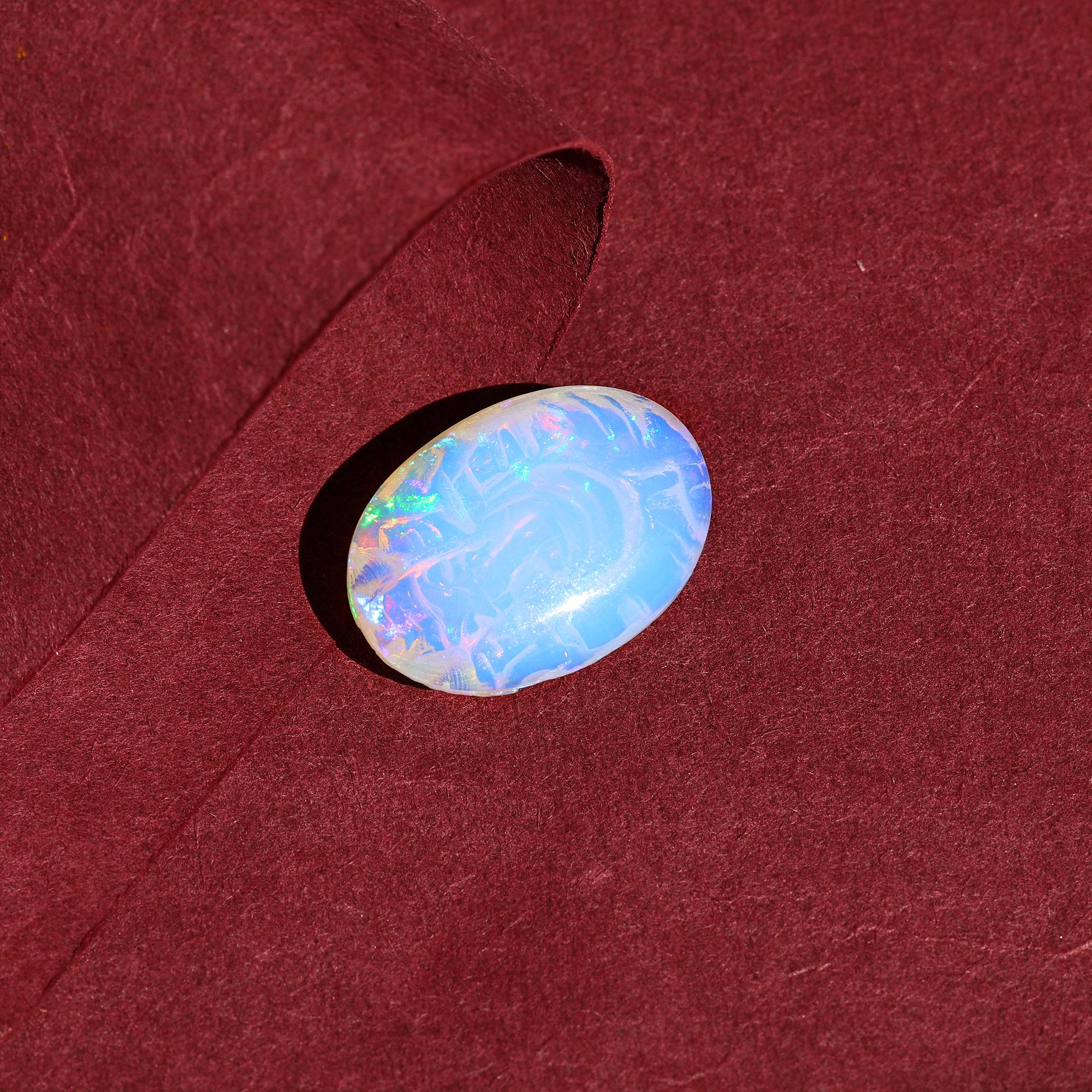 Hand Carved Opal Ganesha Statue: 9.60 Carat Gemstone Figurine