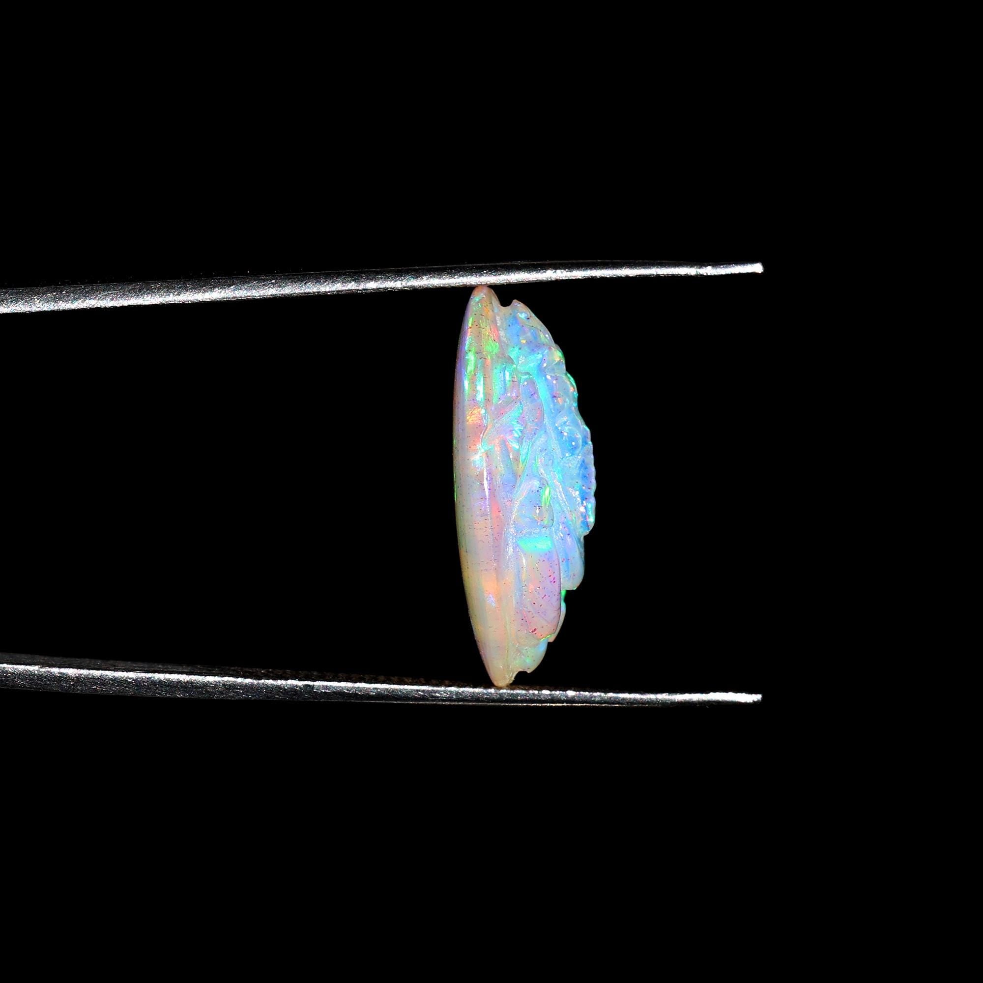 Welo Fire Opal Carving: Handmade Ganesha Gemstone (8 Carat)