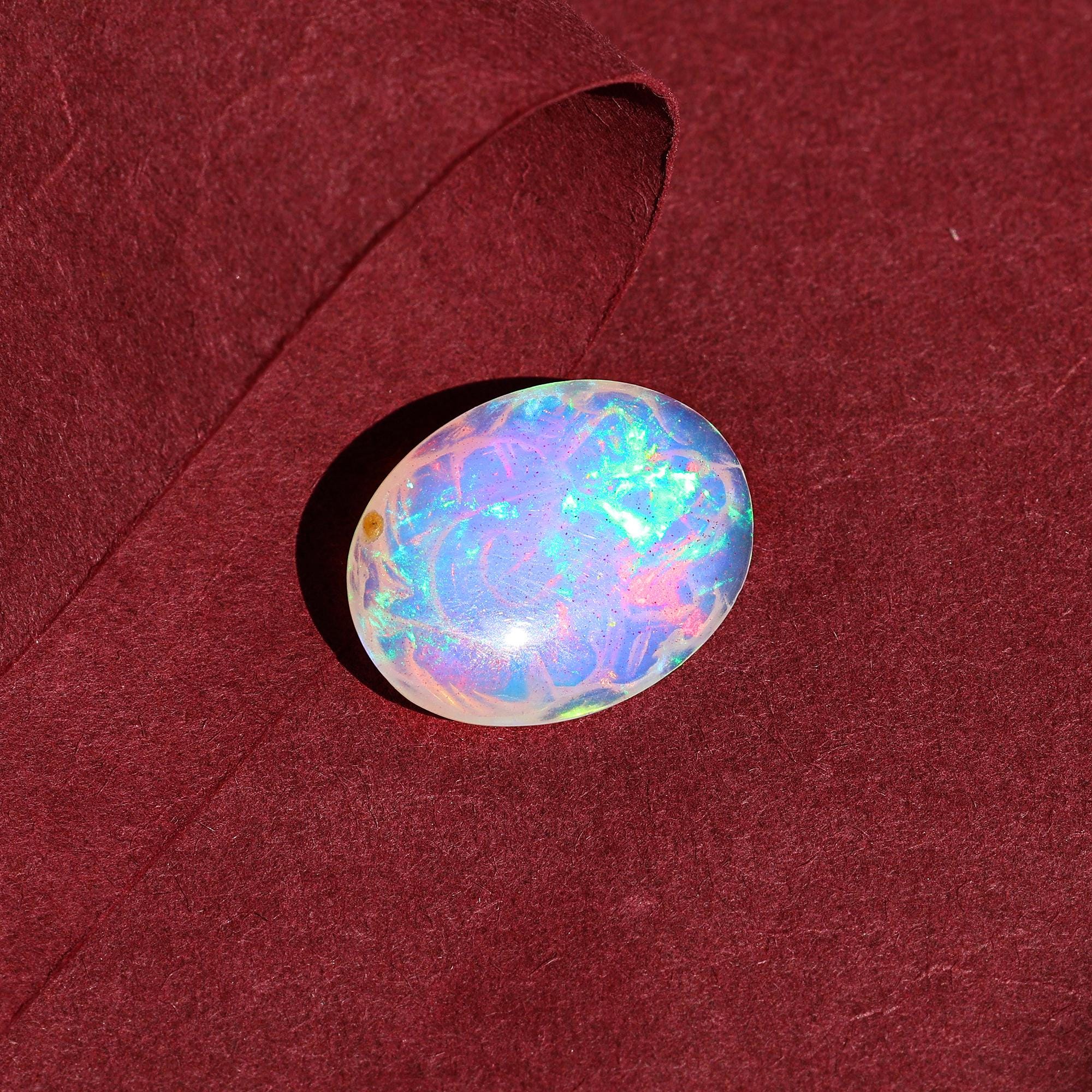 Welo Fire Opal Carving: Handmade Ganesha Gemstone (8 Carat)