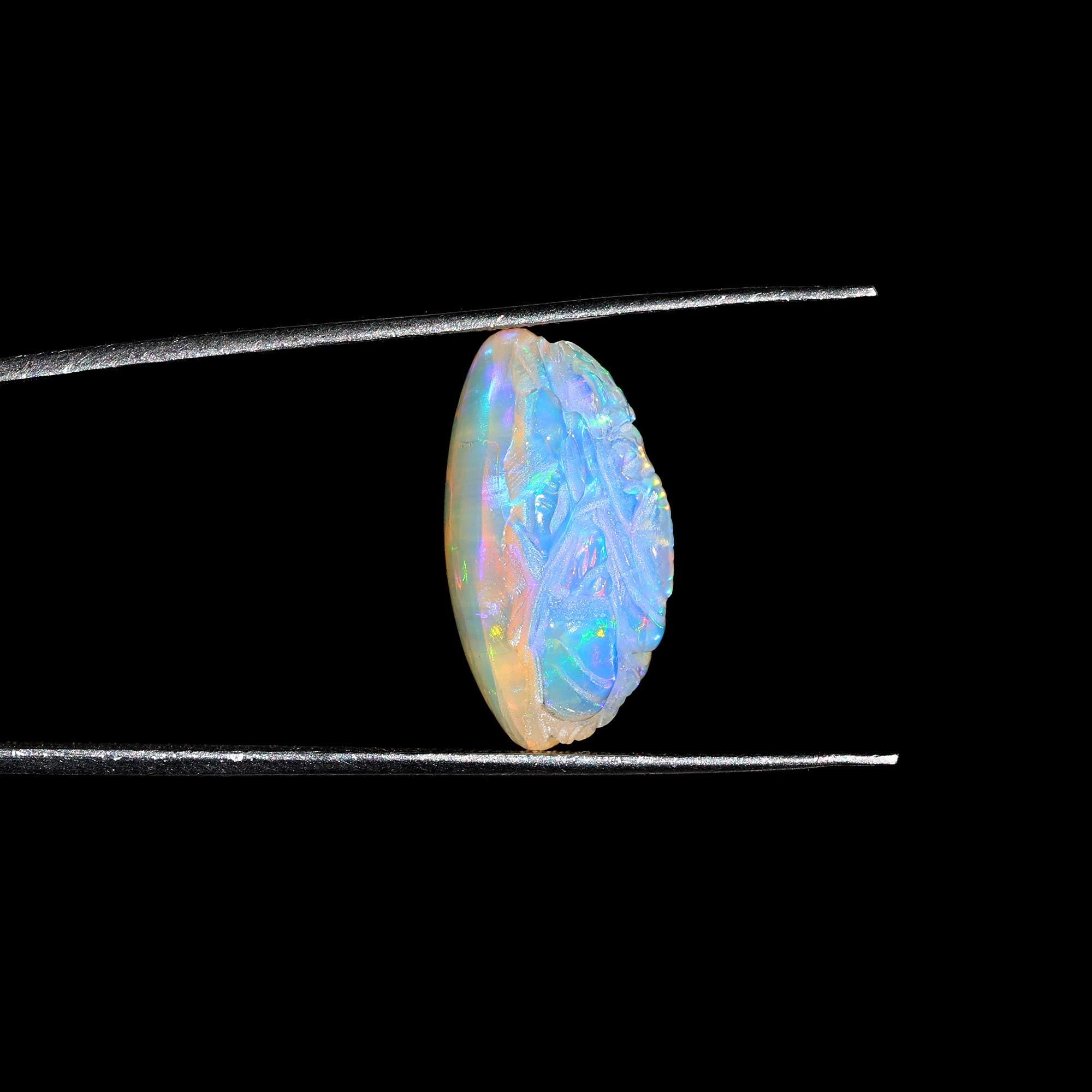 Opal Crystal Ganesha Statue: Hand-Carved Gemstone Idol, Healing Crystal (12.20 Carat)