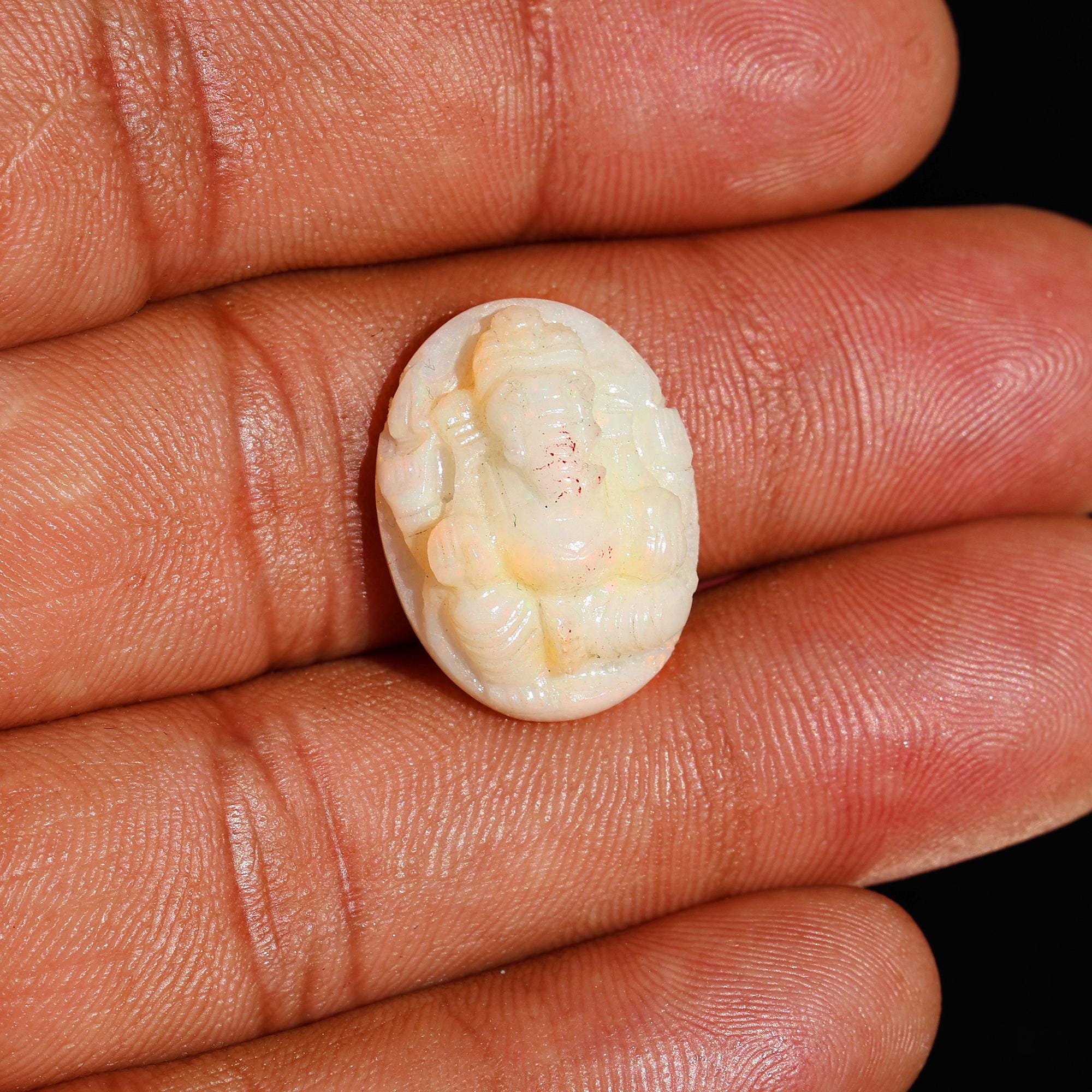 Opal Ganesha Statue: Hand-Carved Ethiopian Opal Hindu Deity