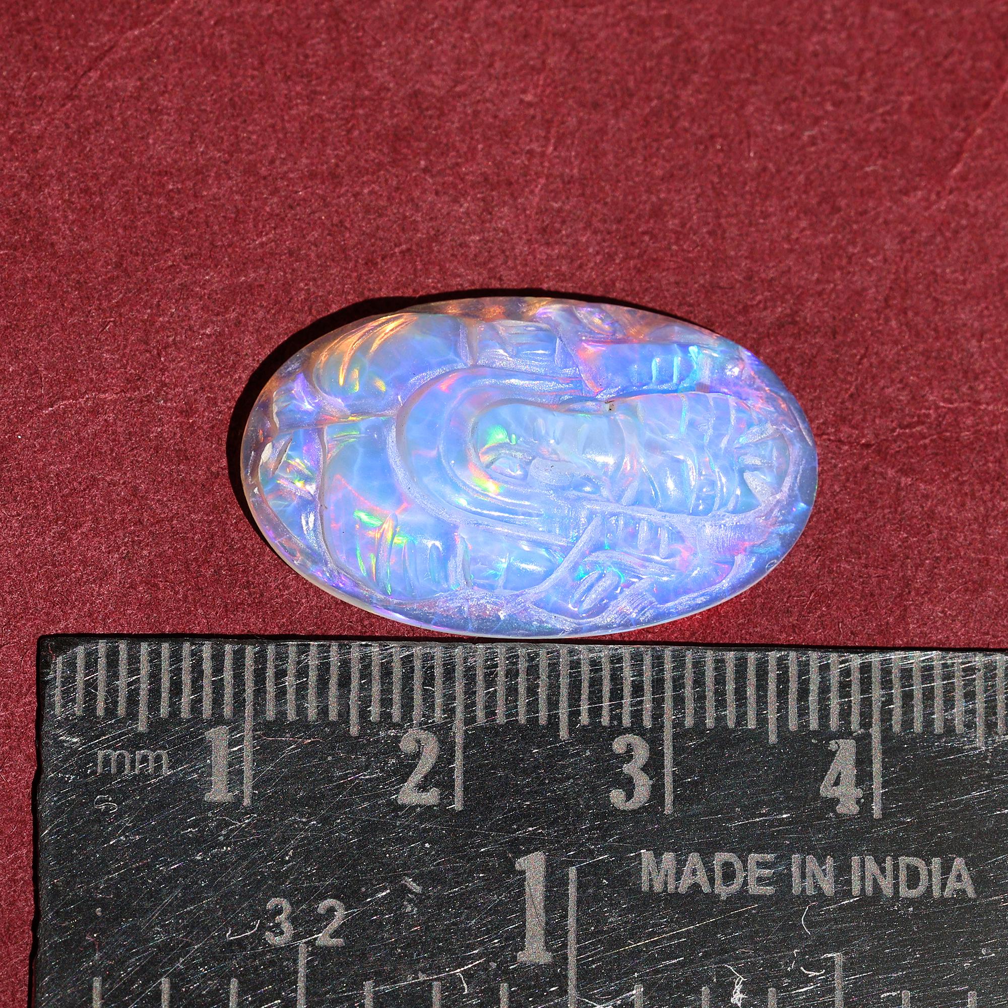 Hand-Carved White Opal Ganesha Figurine: Crystal Energy God Idol