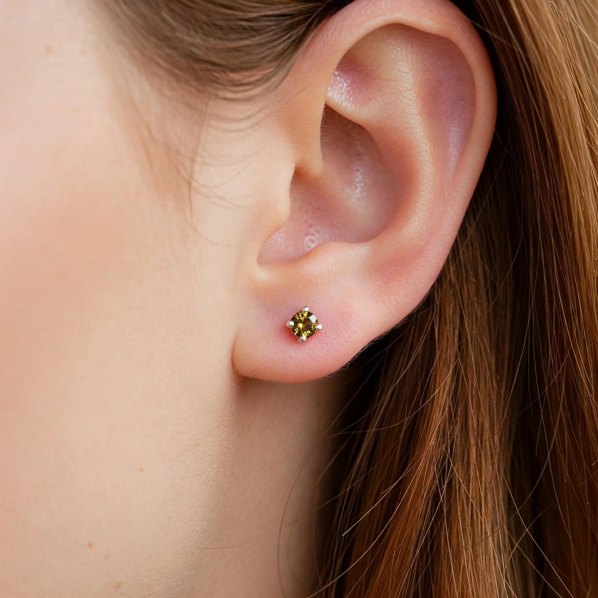 Citrine Stud Earrings: 925 Sterling Silver November Birthstone - Himalya Quartz