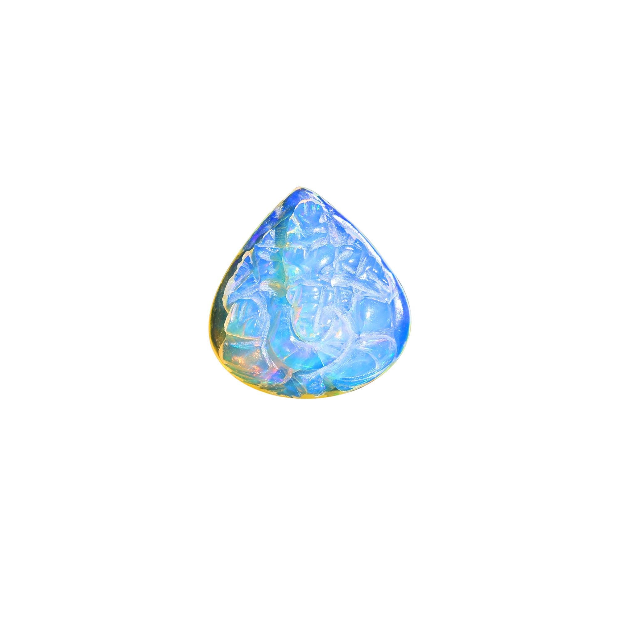 Welo Opal Carving: Hand Carved Ganesha Pendant Gemstone (6.60 Carat)