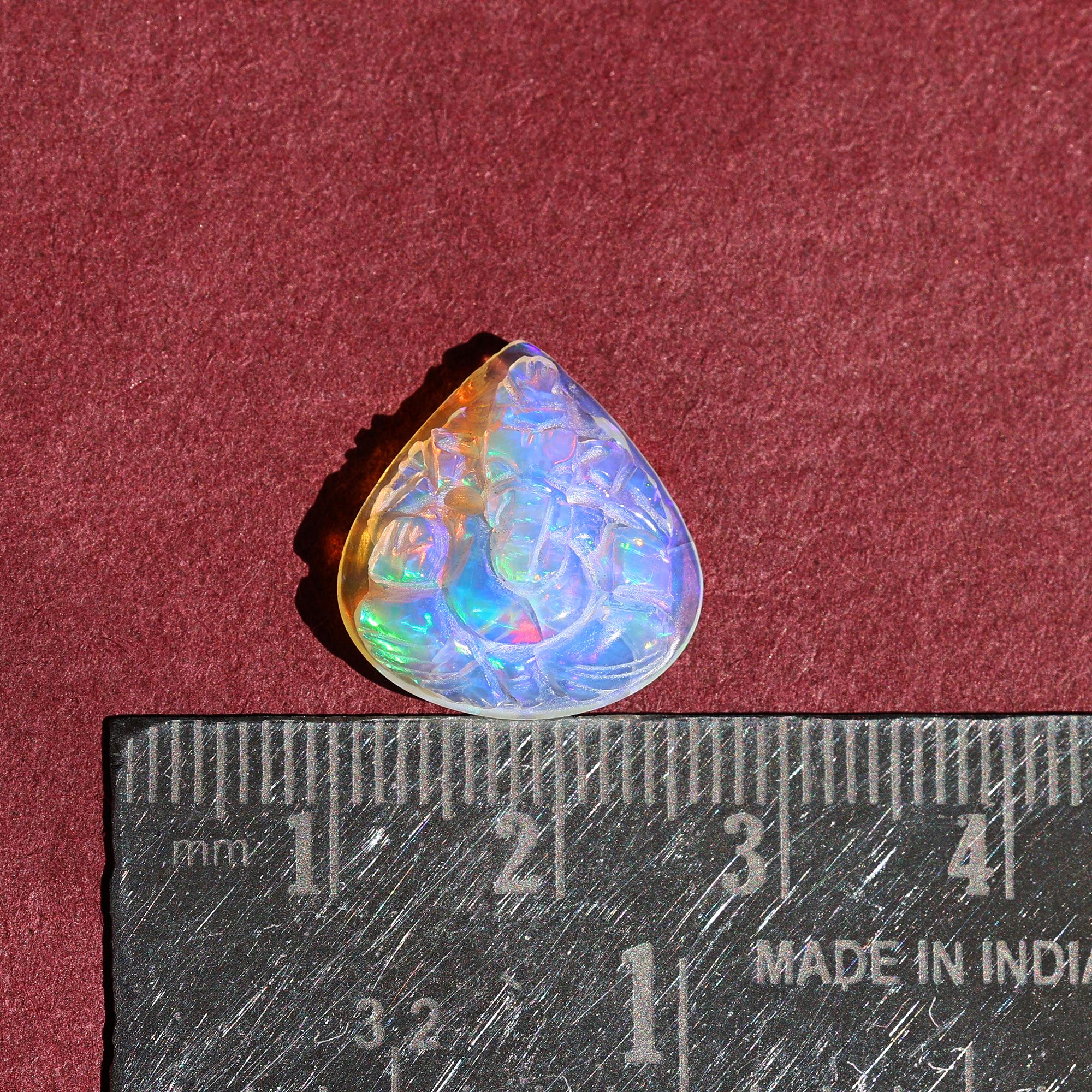 Welo Opal Carving: Hand Carved Ganesha Pendant Gemstone (6.60 Carat)