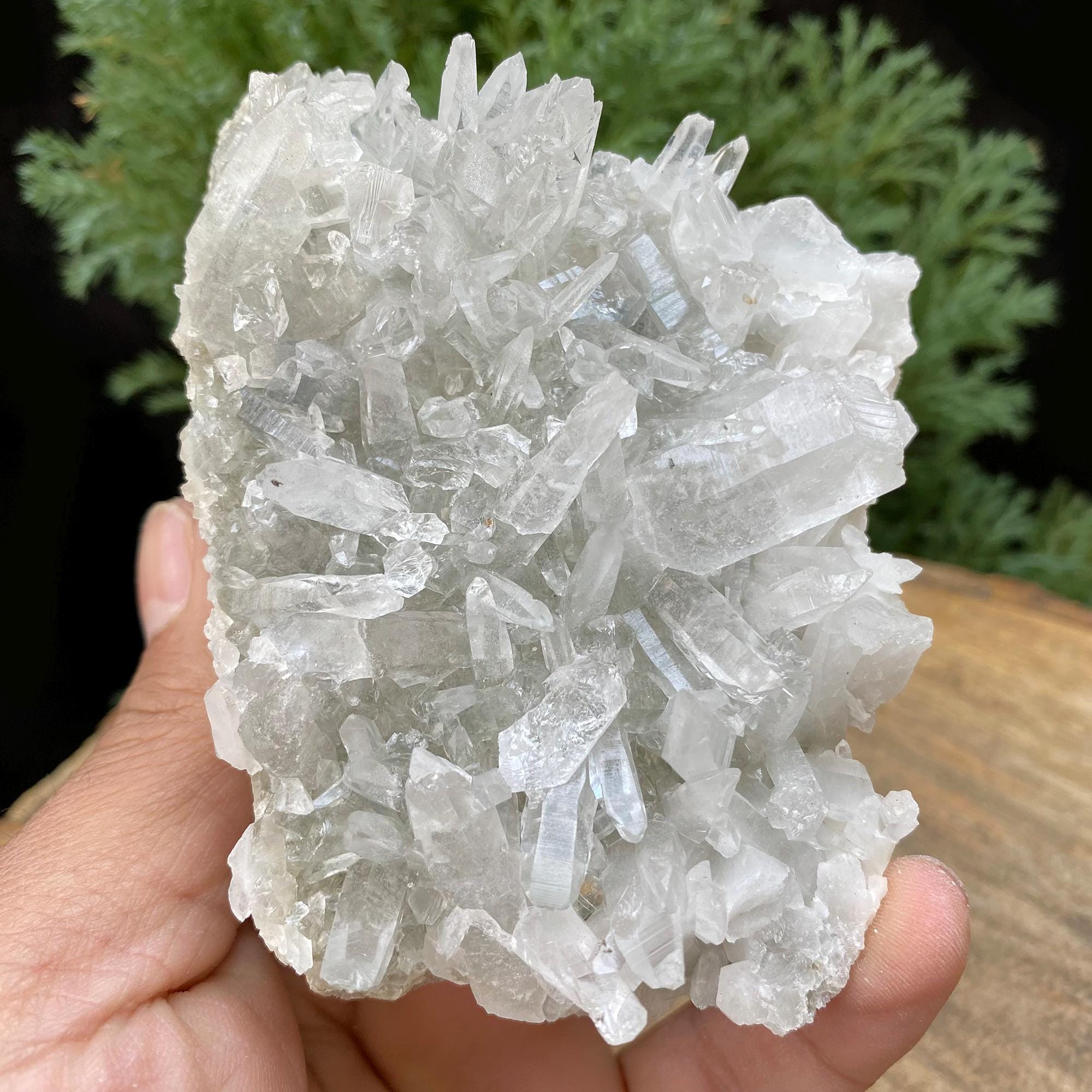 275gm Natural Pointed Pencils Green Phantom Quartz, Clear Quartz Cluster, Pointed Crystal Cluster Mineral Healing Specimen Rough GPQ-647