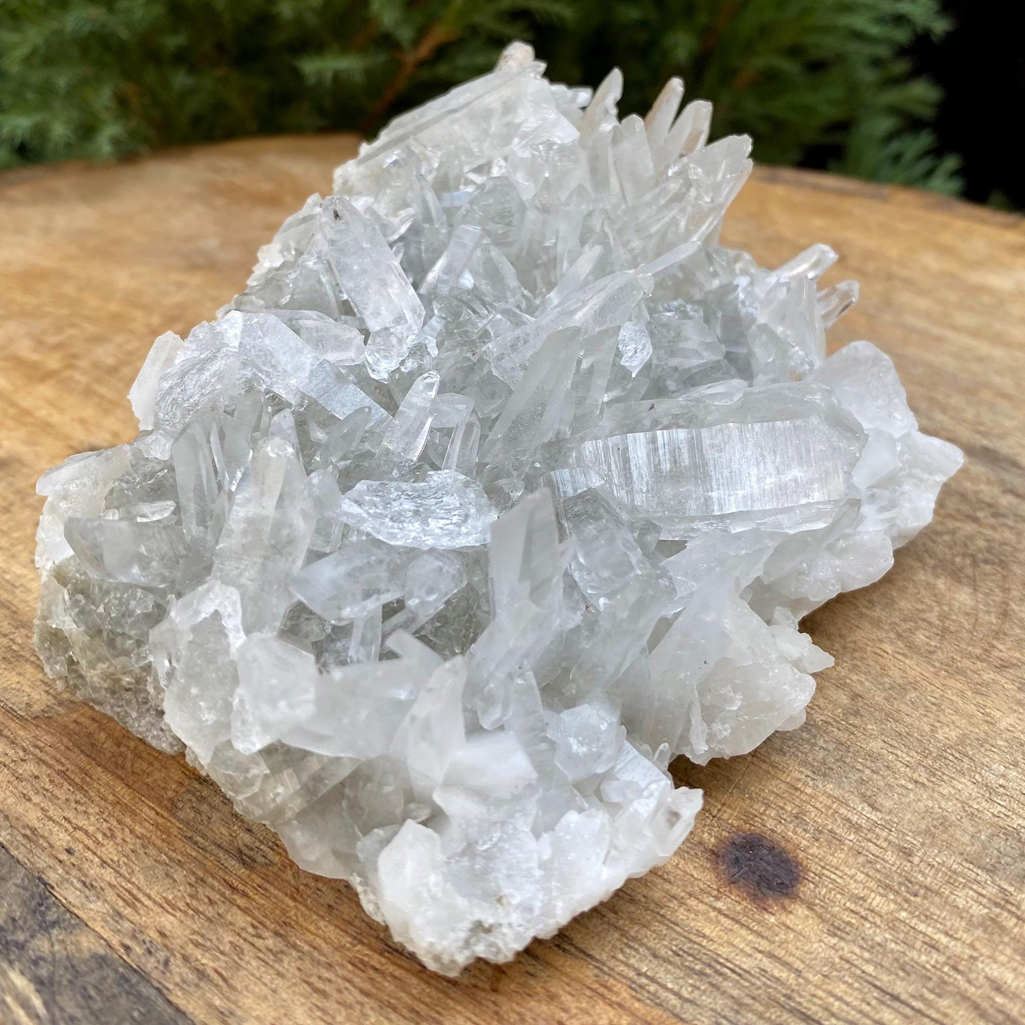 275gm Natural Pointed Pencils Green Phantom Quartz, Clear Quartz Cluster, Pointed Crystal Cluster Mineral Healing Specimen Rough GPQ-647