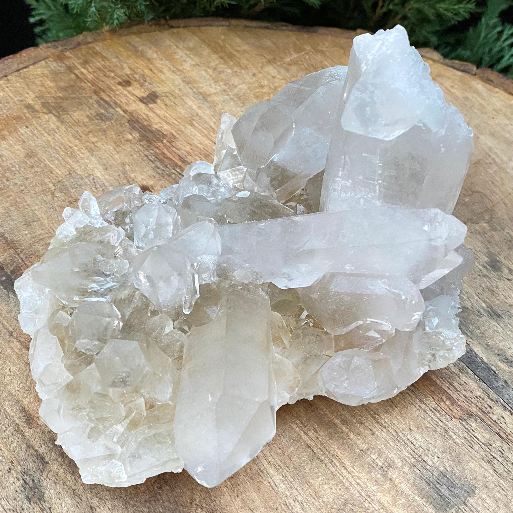 Golden Healer Quartz Cluster: 640gm Manikaran Healing Crystal