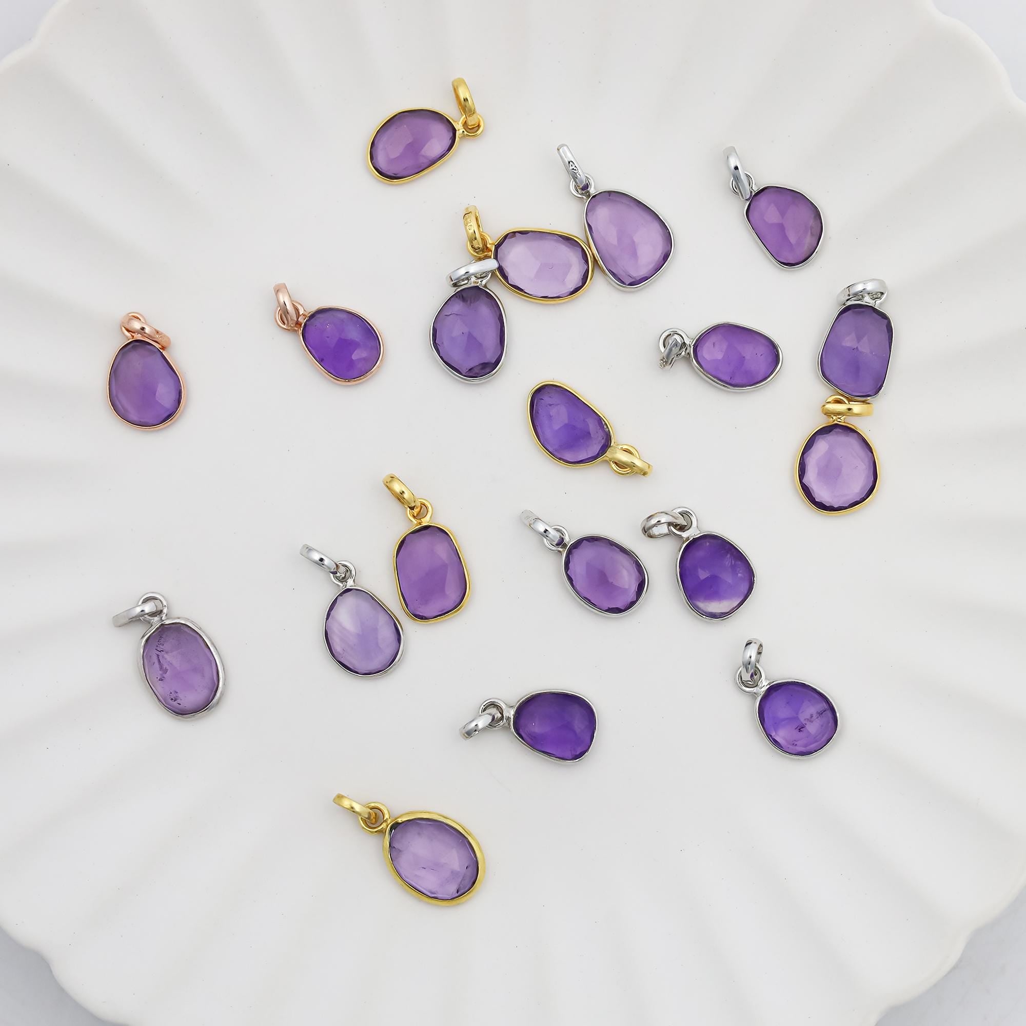 Rose Cut Amethyst Pendant: 925 Sterling Silver, Handmade Gemstone Necklace