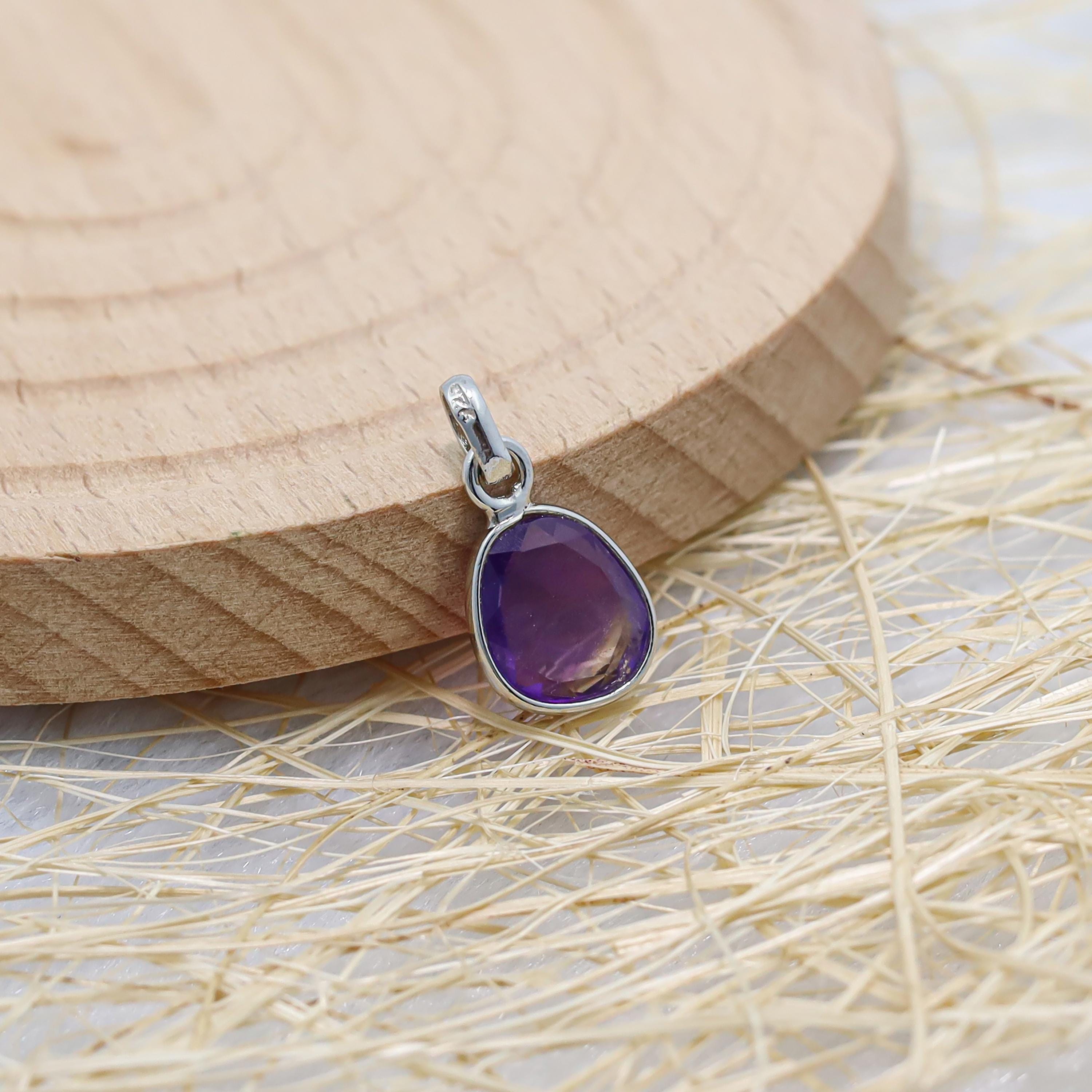 Rose Cut Amethyst Pendant: 925 Sterling Silver, Handmade Gemstone Necklace