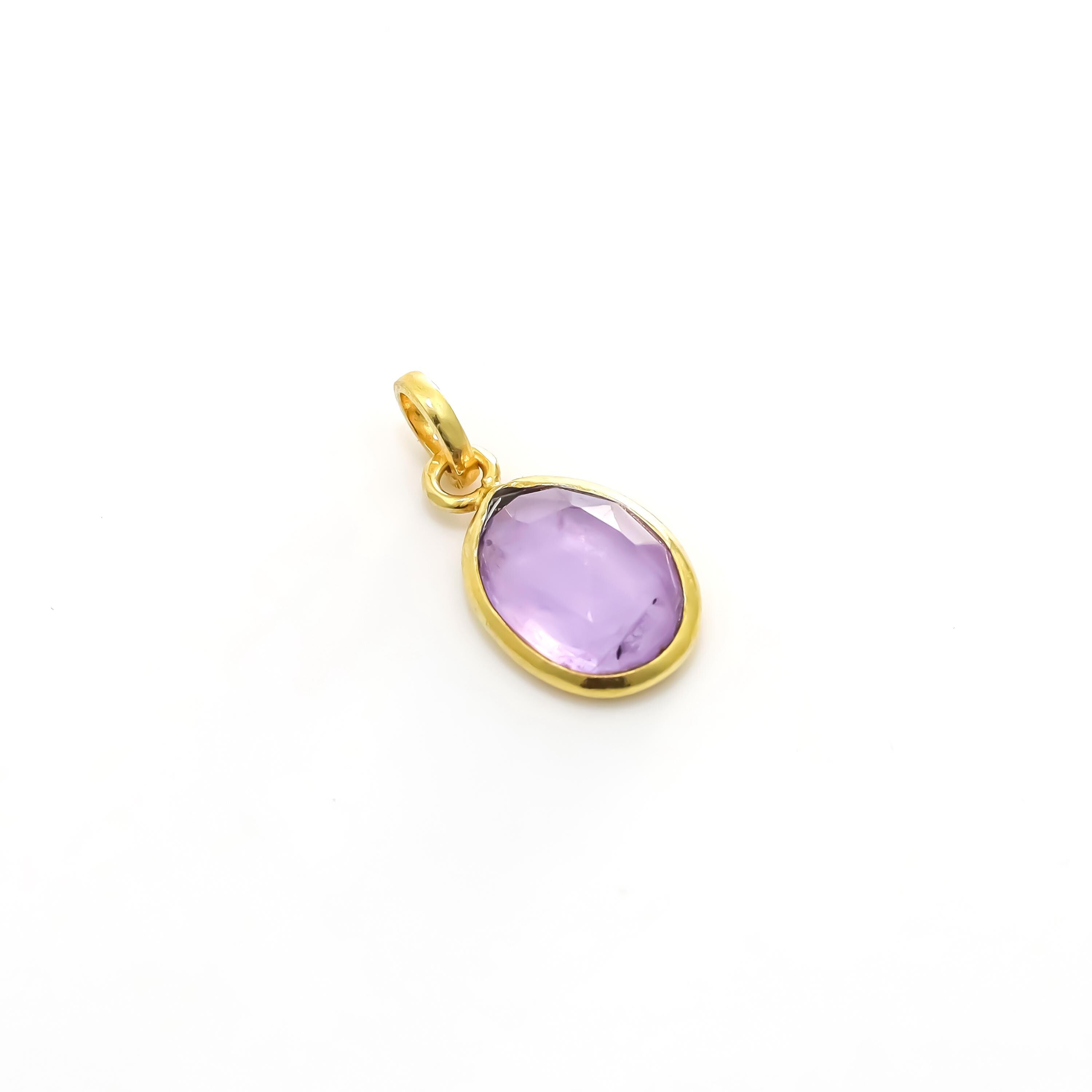 Rose Cut Amethyst Pendant: 925 Sterling Silver, Handmade Gemstone Necklace