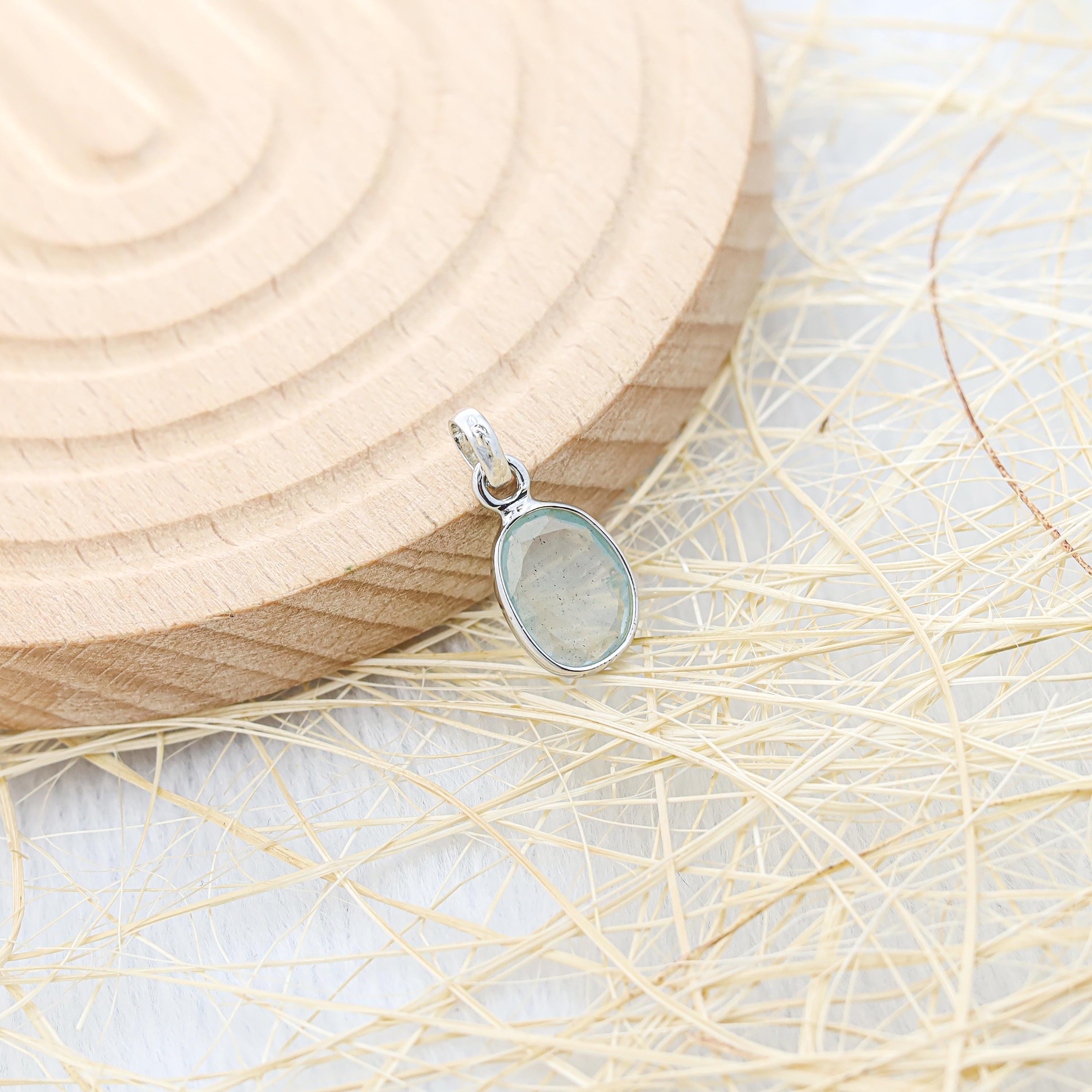 Handmade Aquamarine Rose Cut Pendant: 925 Sterling Silver Necklace