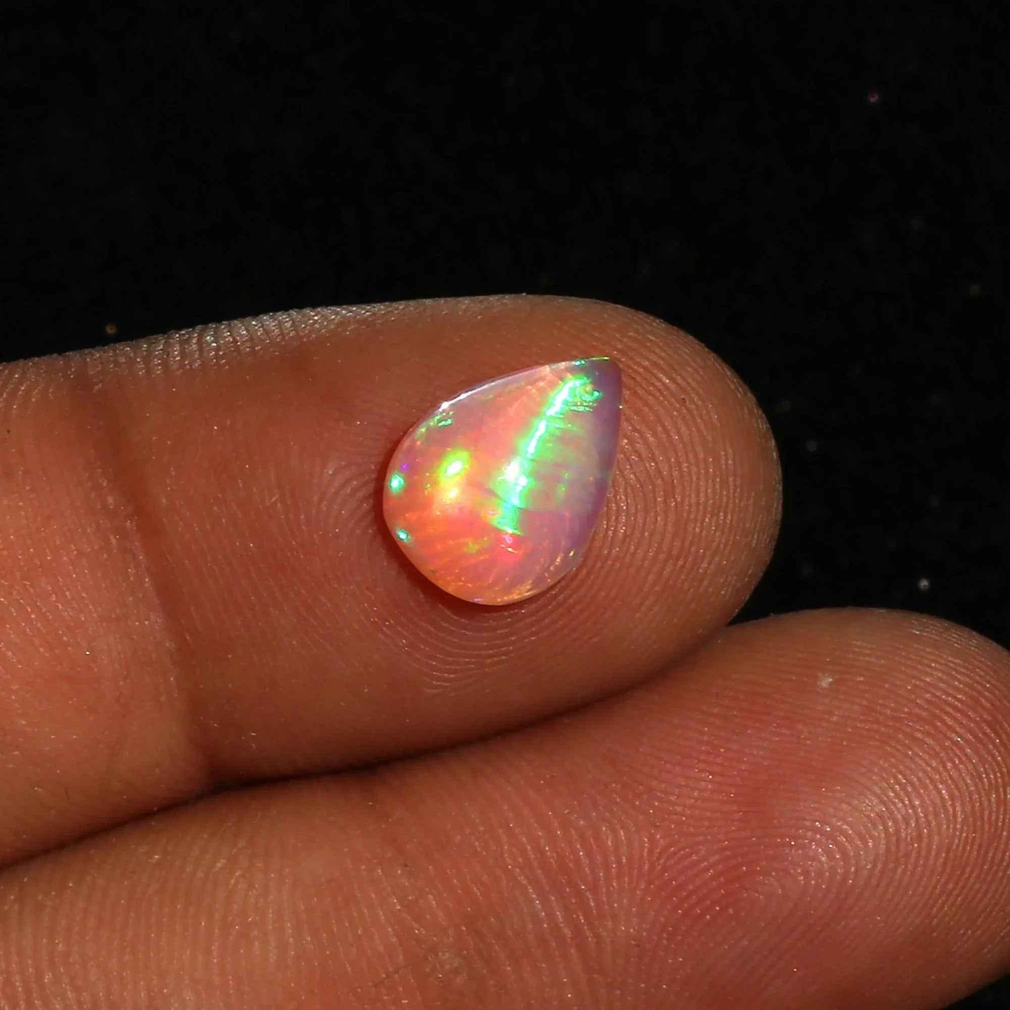 Ethiopian Opal Cabochon - 1.5 ct Pear-Shaped October Birthstone Gemstone loose gemstones