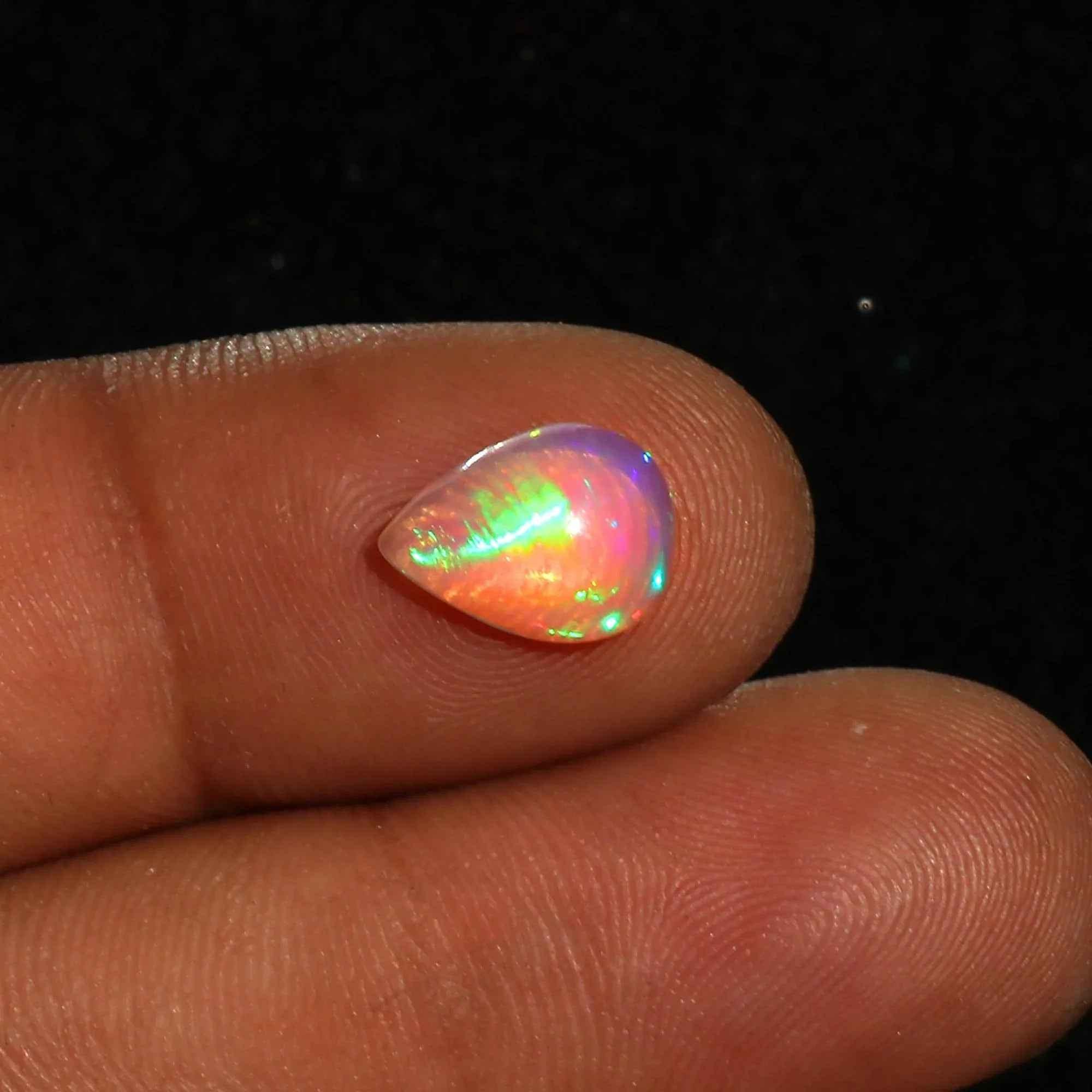 Ethiopian Opal Cabochon - 1.5 ct Pear-Shaped October Birthstone Gemstone loose gemstones