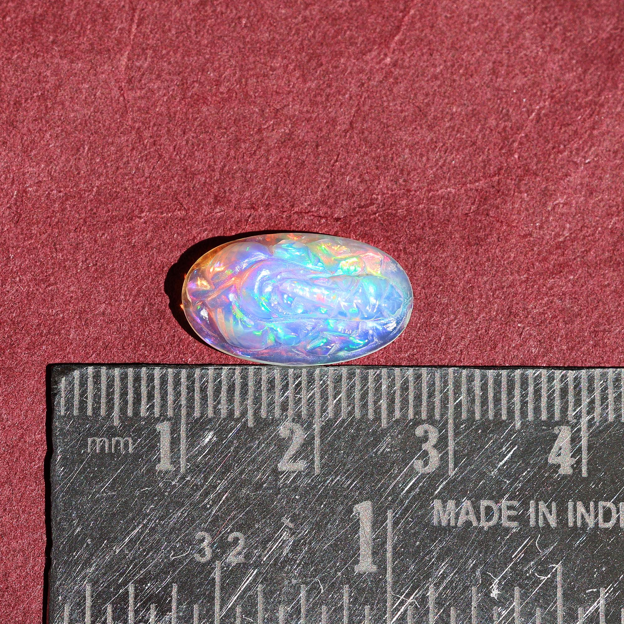 Hand-Carved Ethiopian Opal Ganesha Statue: Hindu God Figurine