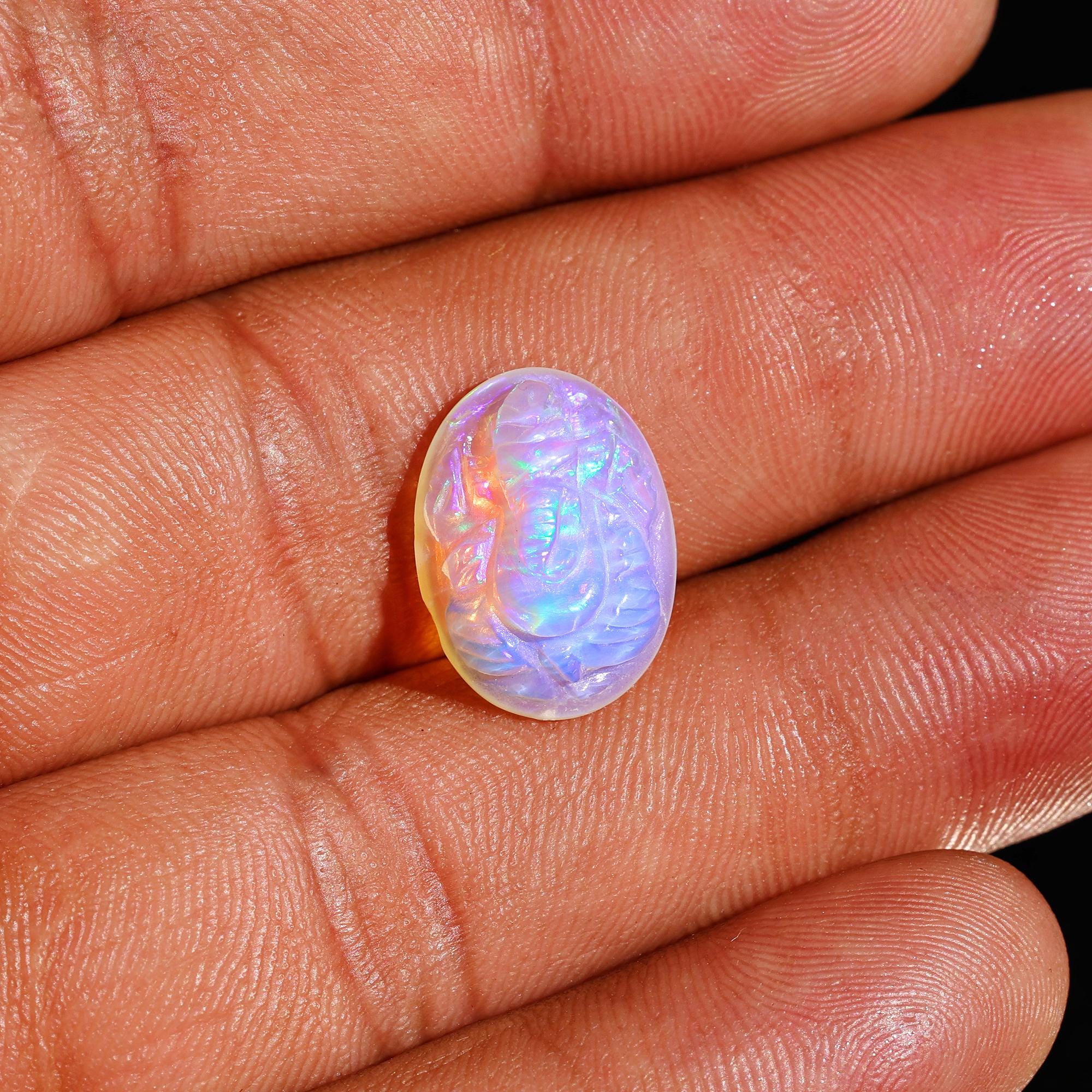 Ethiopian Opal Ganesha Carving: Handcrafted Hindu God Statue
