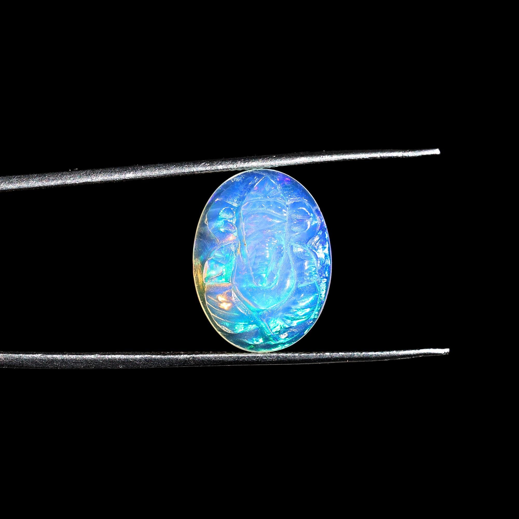 Opal Lord Ganesha Carving: 4.50 Carat Crystal Sculpture