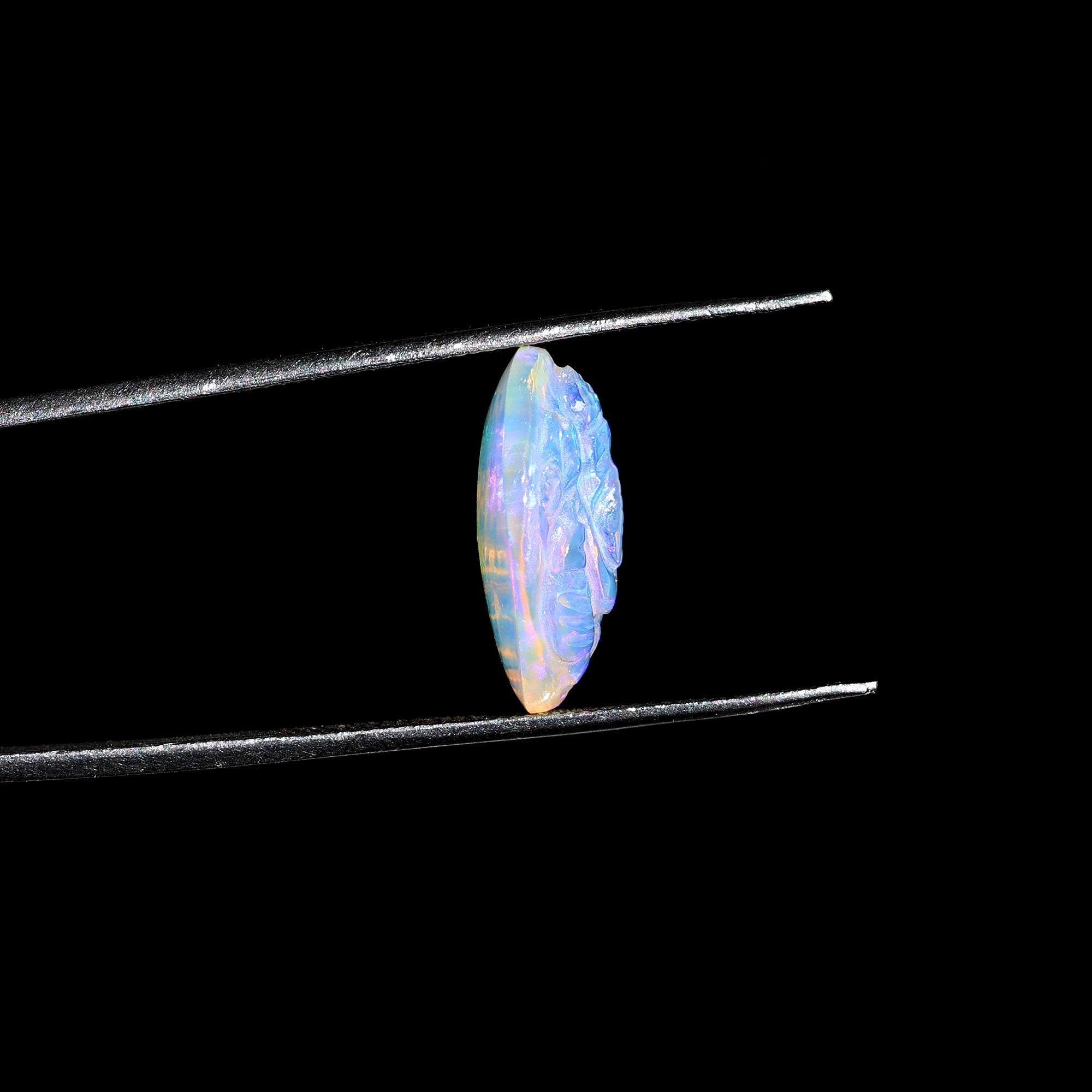 Opal Ganesha Statue: Hand Carved Hindu Deity (4.60 Carat)