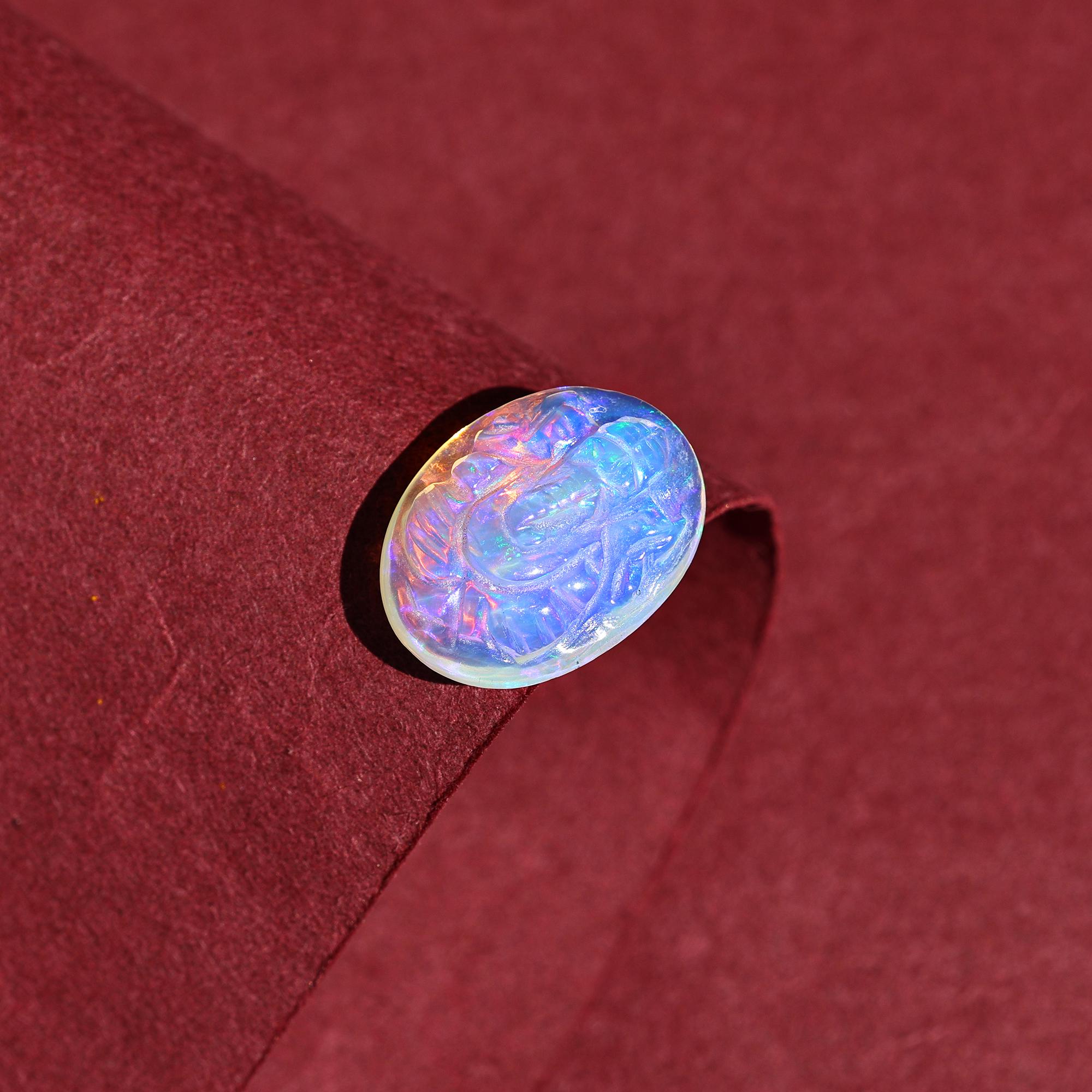 Opal Ganesha Statue: Hand Carved Hindu Deity (4.60 Carat)