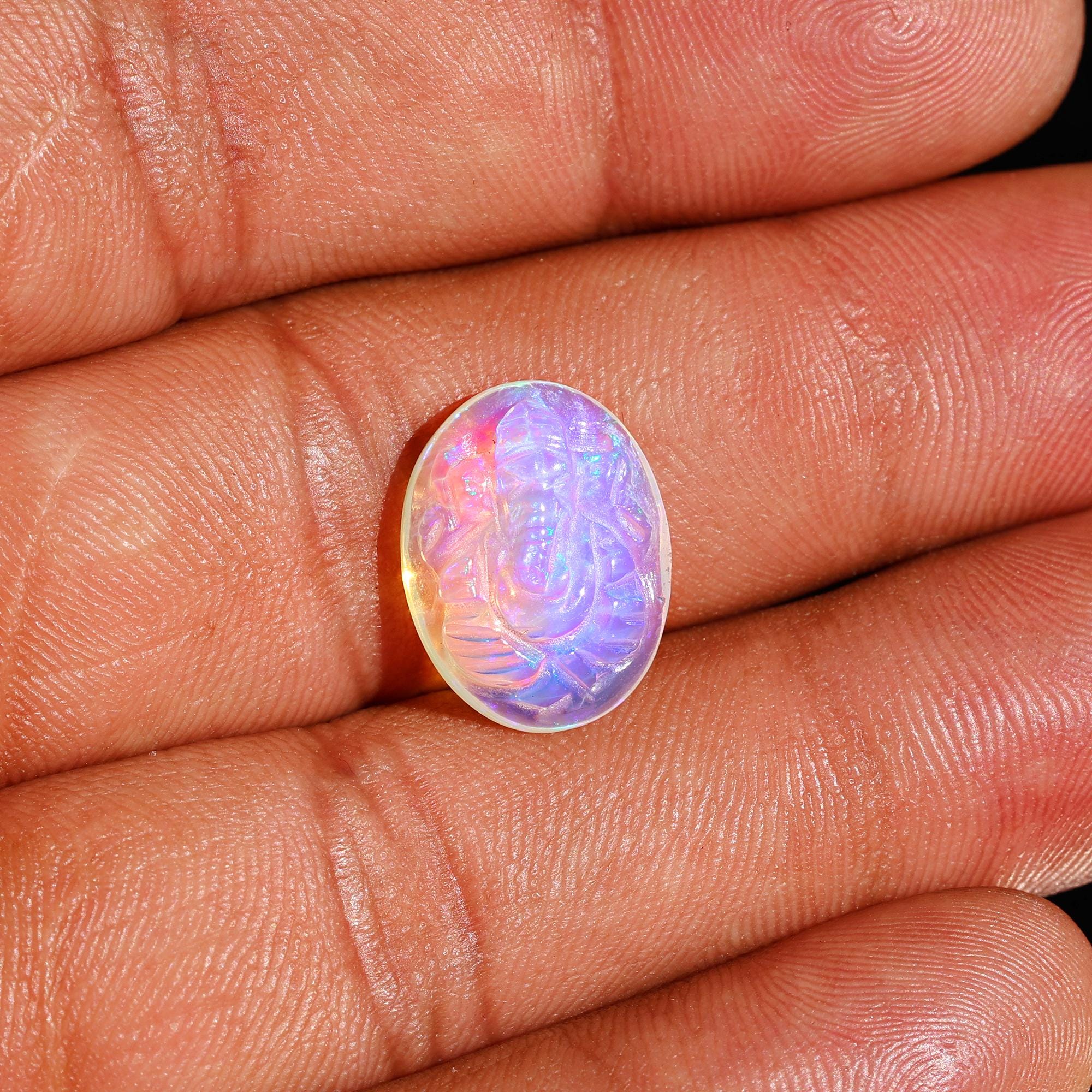 Opal Ganesha Statue: Hand Carved Hindu Deity (4.60 Carat)