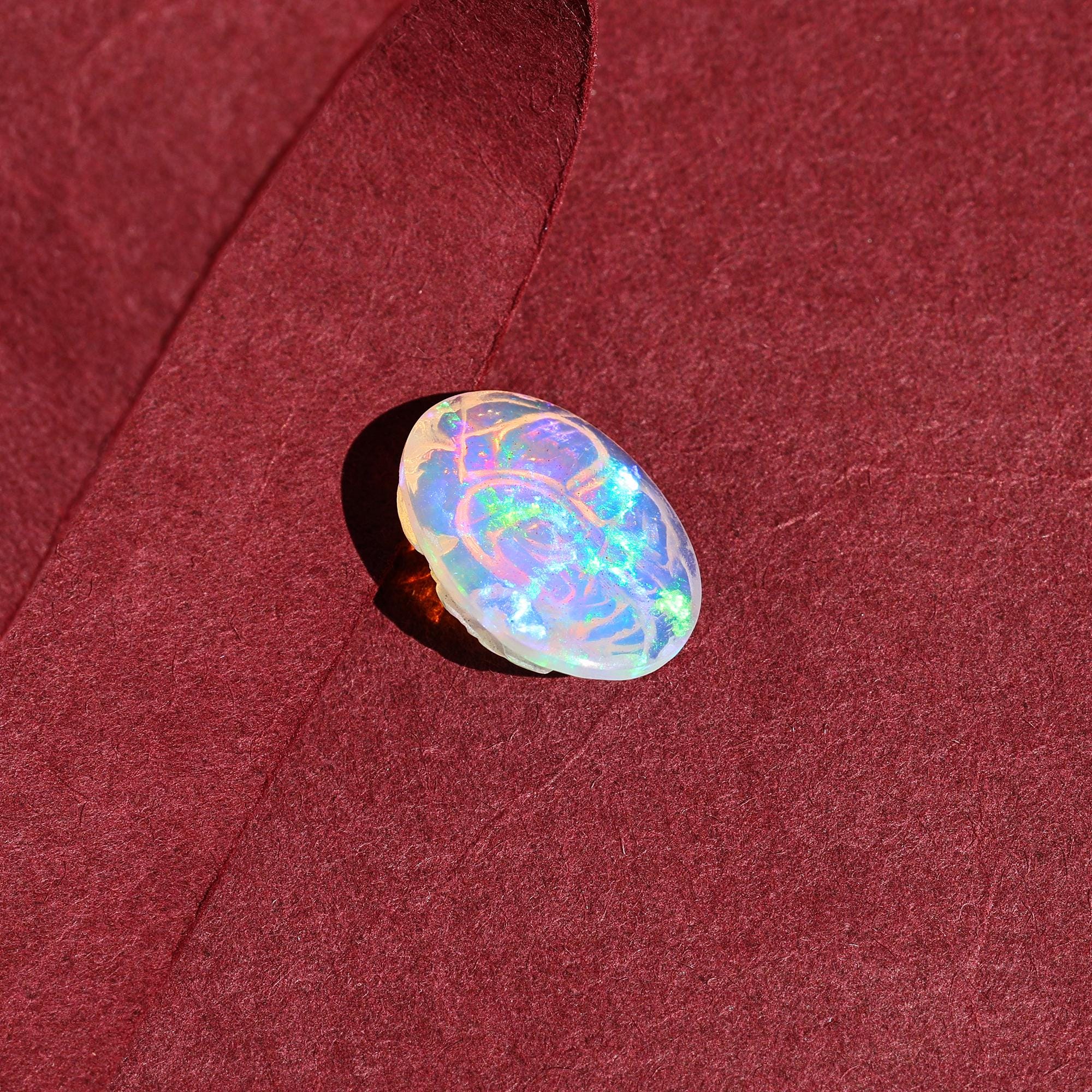 Ethiopian Opal Ganesh Pendant: 5 Carat Carved Gemstone Jewelry