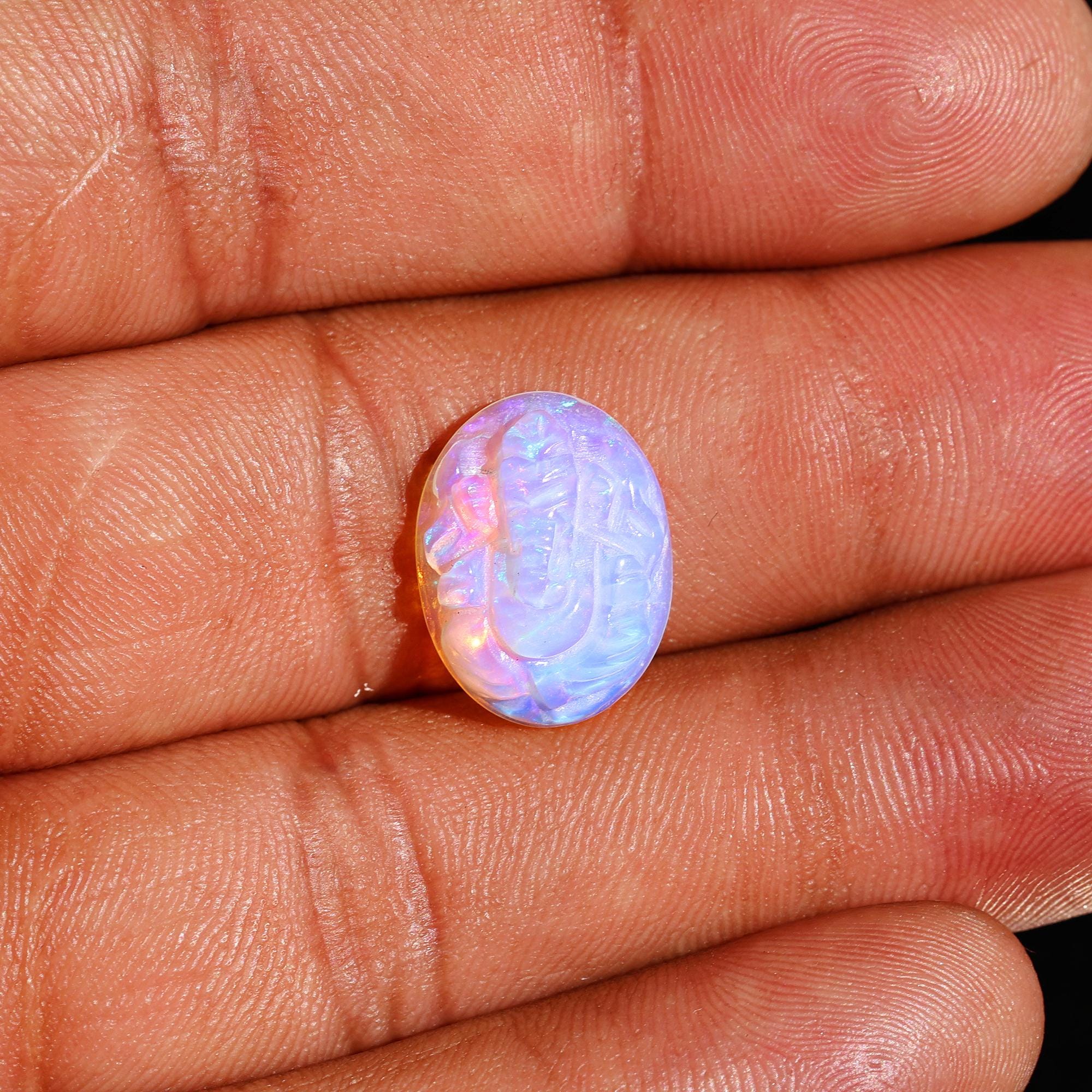 Hand Carved Ethiopian Opal Ganesha: Multi Fire Gemstone Carving (5.10 Carat)