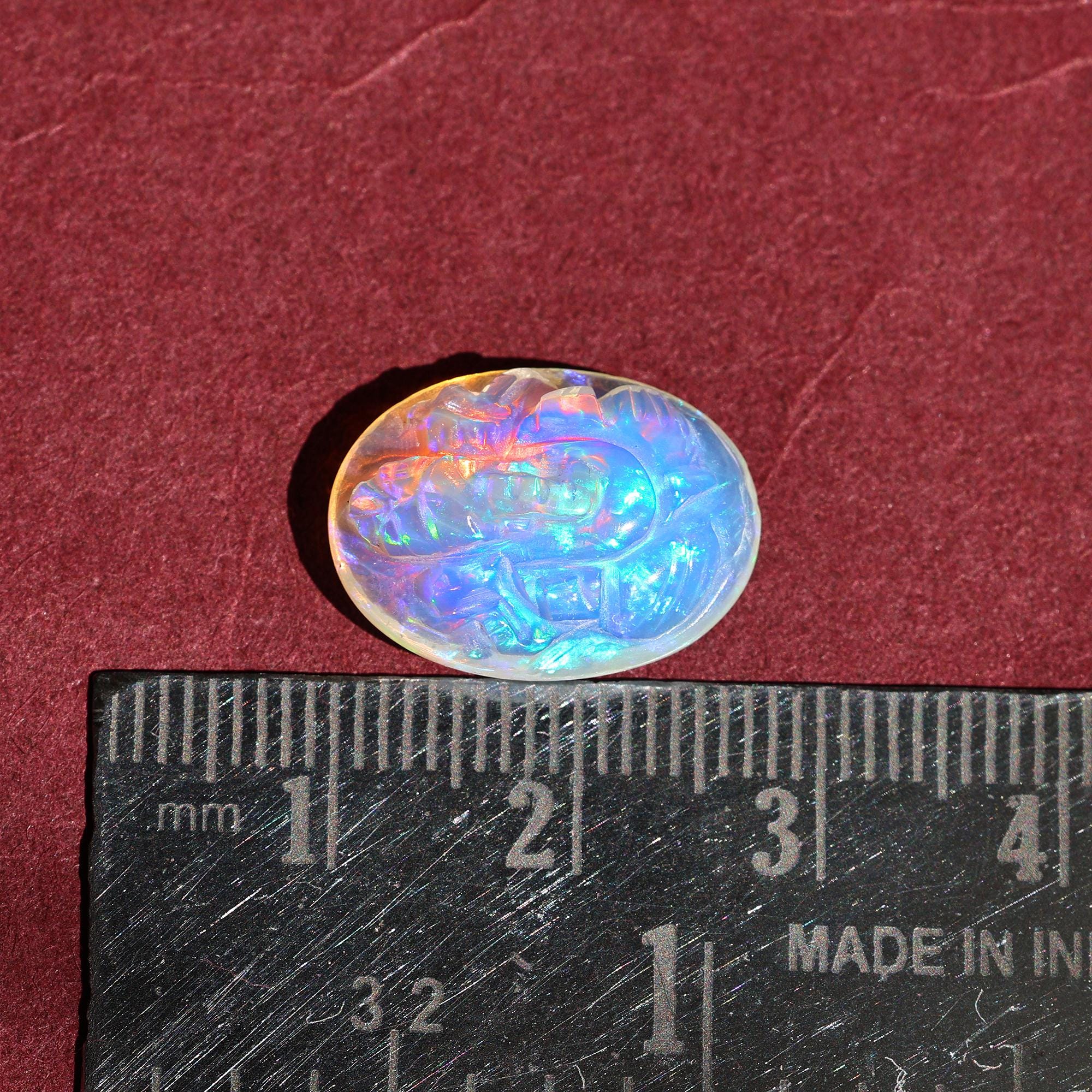 6.50 Carat White Opal Ganesha Carving: Ethiopian Gemstone Cabochon