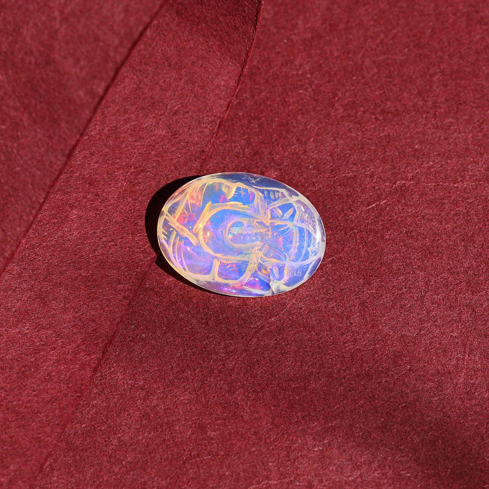 4.70 Carat Opal Ganesha Carving: Ethiopian Gemstone Sculpture