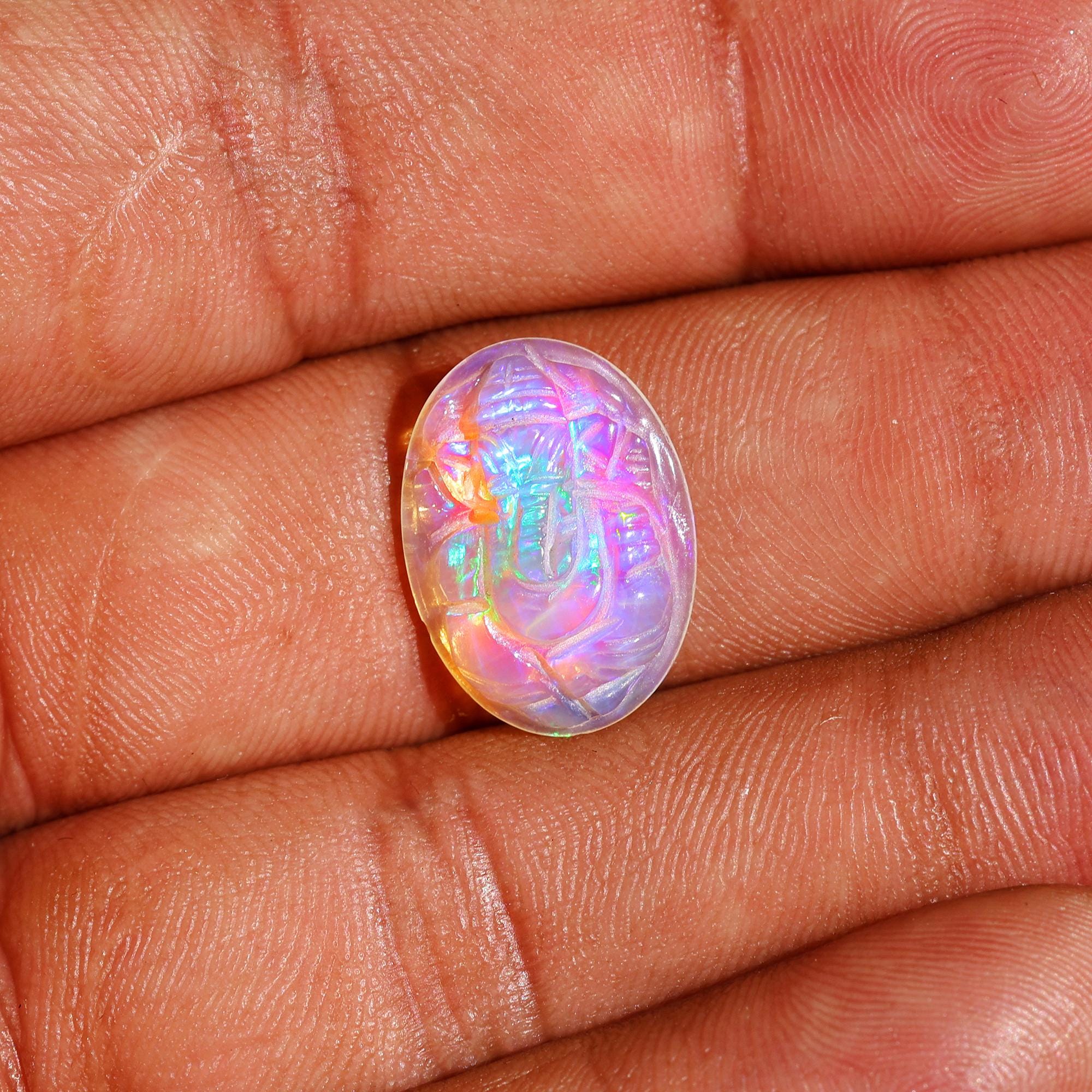 4.70 Carat Opal Ganesha Carving: Ethiopian Gemstone Sculpture