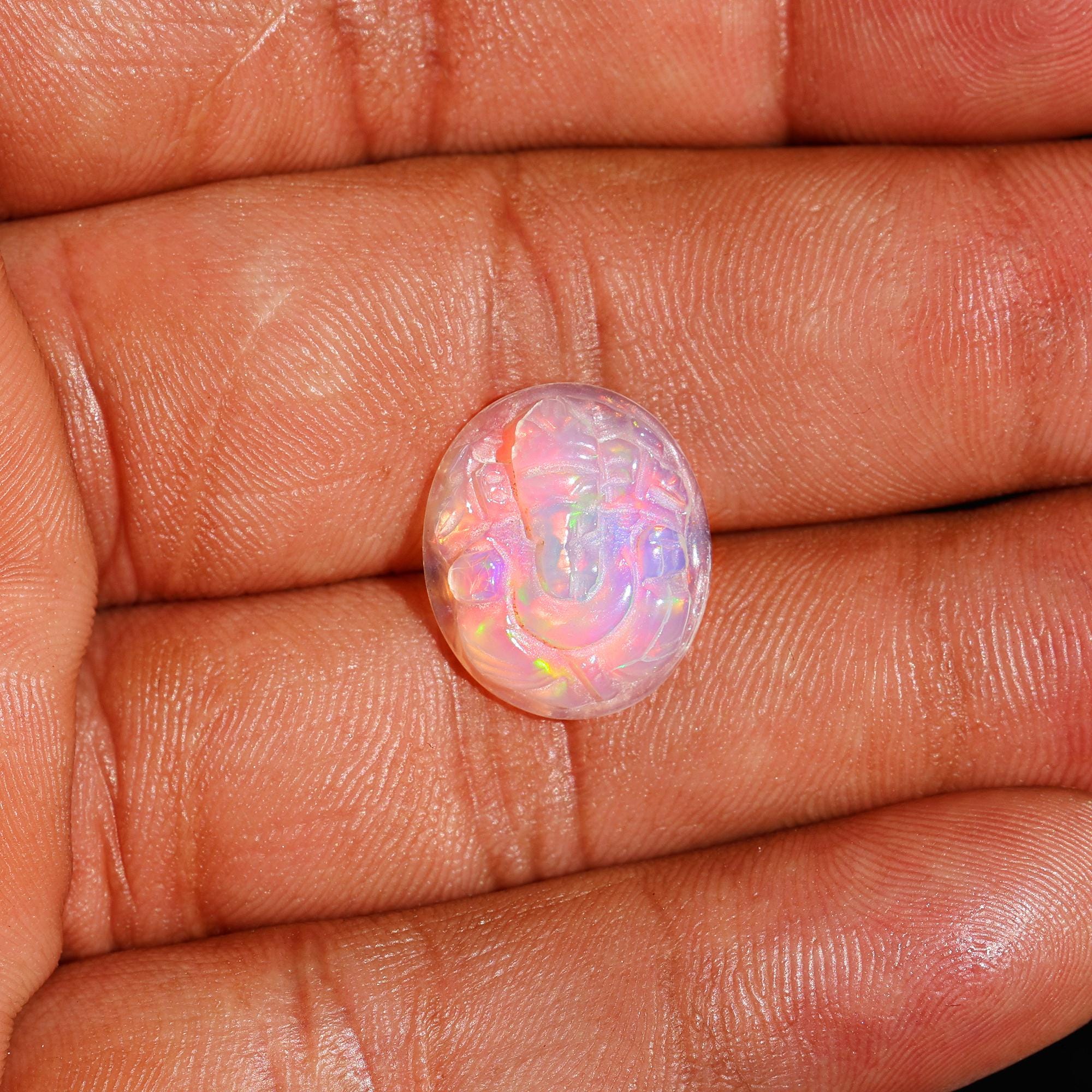 5 Carat Opal Ganesha Statue: Hand Carved Ethiopian Opal