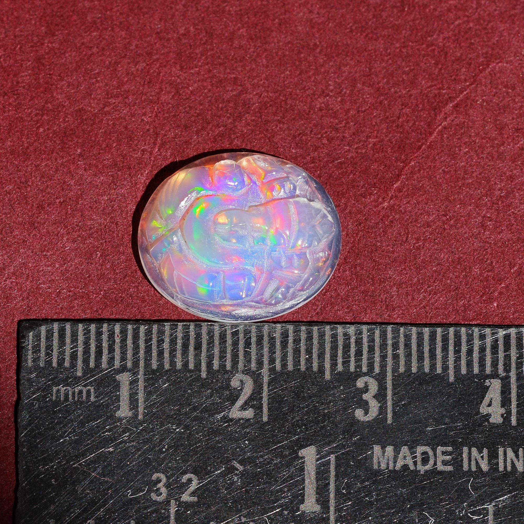 5 Carat Opal Ganesha Statue: Hand Carved Ethiopian Opal