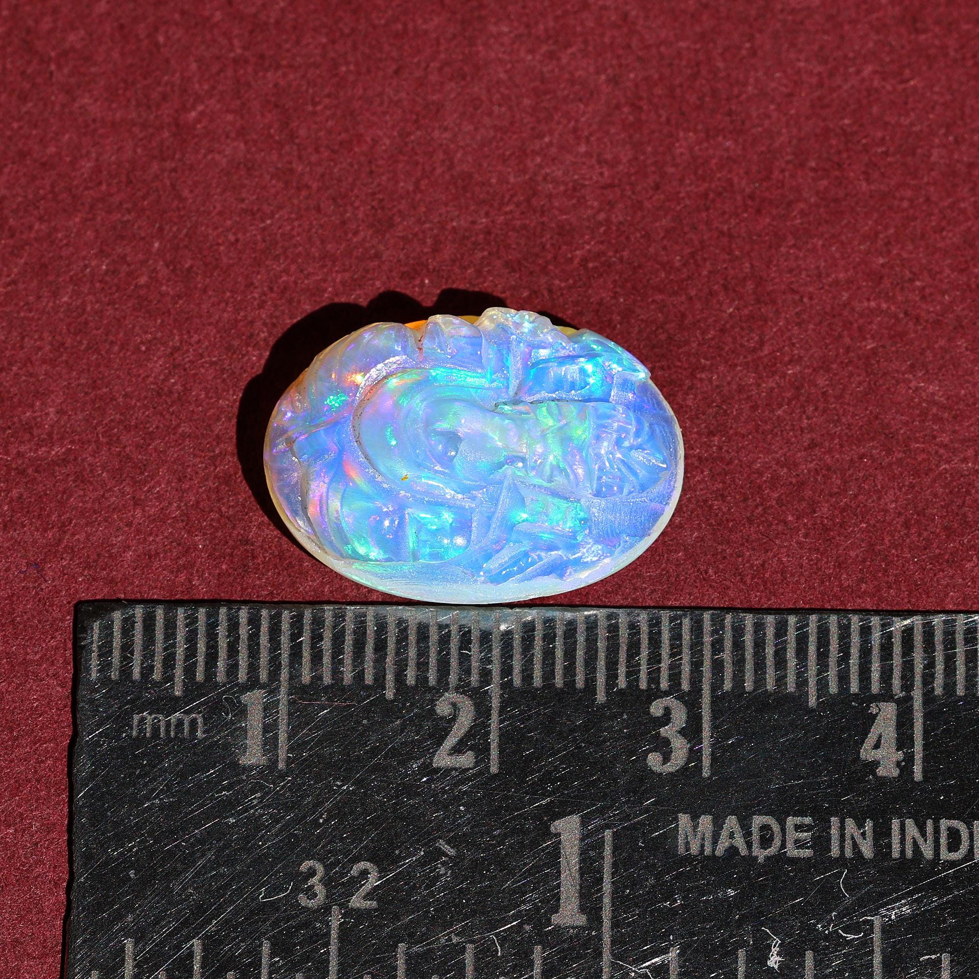 Hand Carved Opal Ganesha Statue: 9.60 Carat Gemstone Figurine